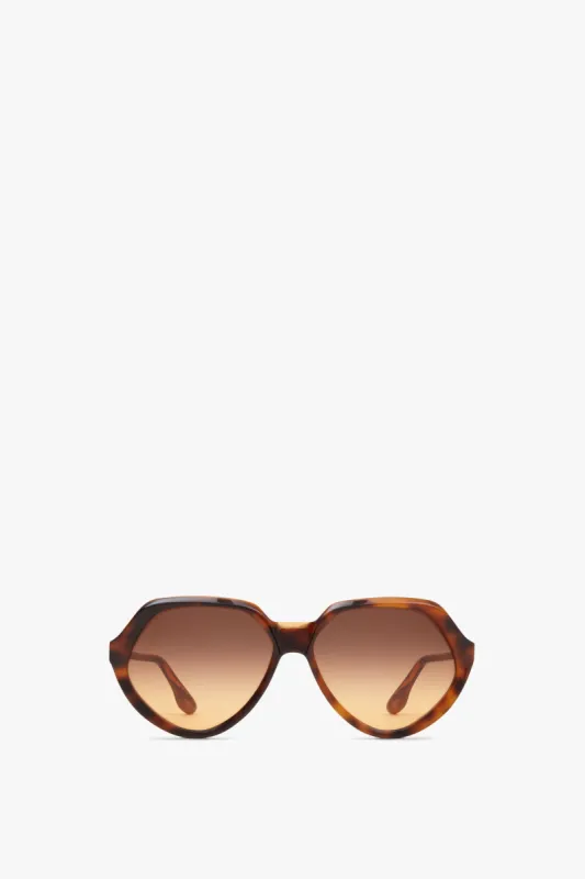 Faceted Round Sunglasses In Havana Rust sold by Victoria Beckham