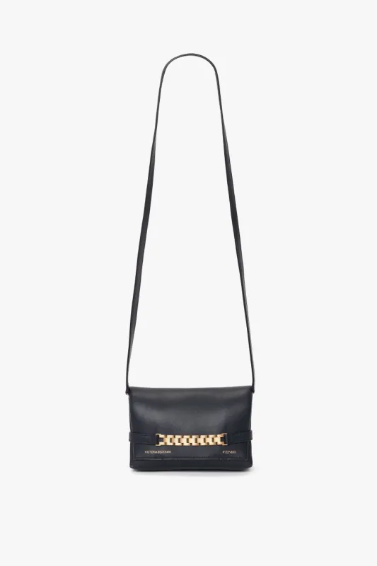 Mini Chain Pouch Bag With Long Strap In Navy Leather sold by Victoria Beckham