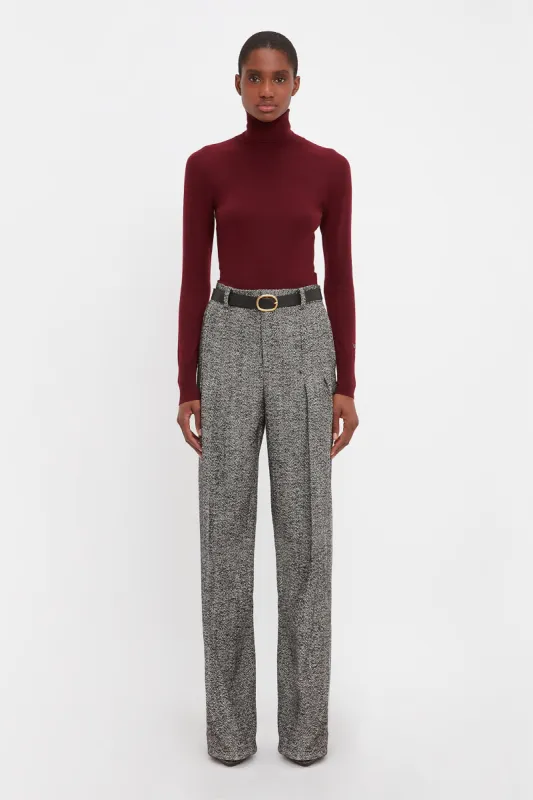 Front Pleat Trousers In Monochrome sold by Victoria Beckham
