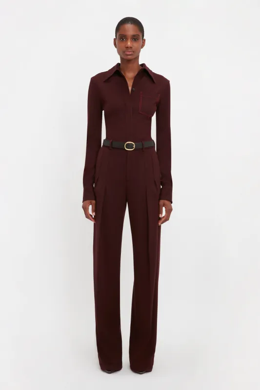 Front Pleat Trouser In Rosewood sold by Victoria Beckham