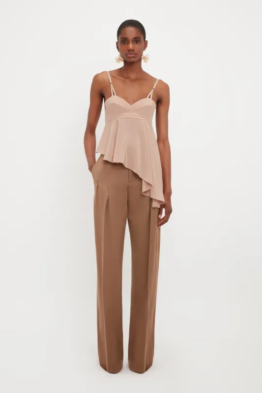 Front Pleat Trouser In Fawn sold by Victoria Beckham