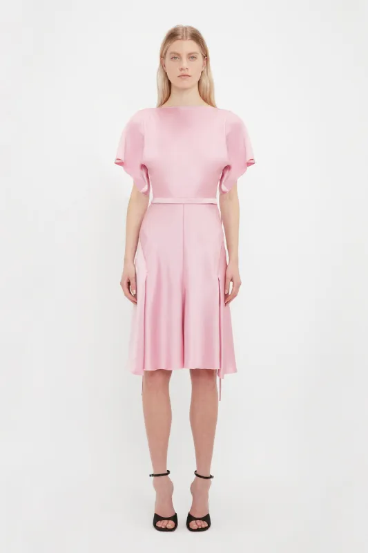 Draped Sleeve Cut Out Mini Dress In Rose sold by Victoria Beckham