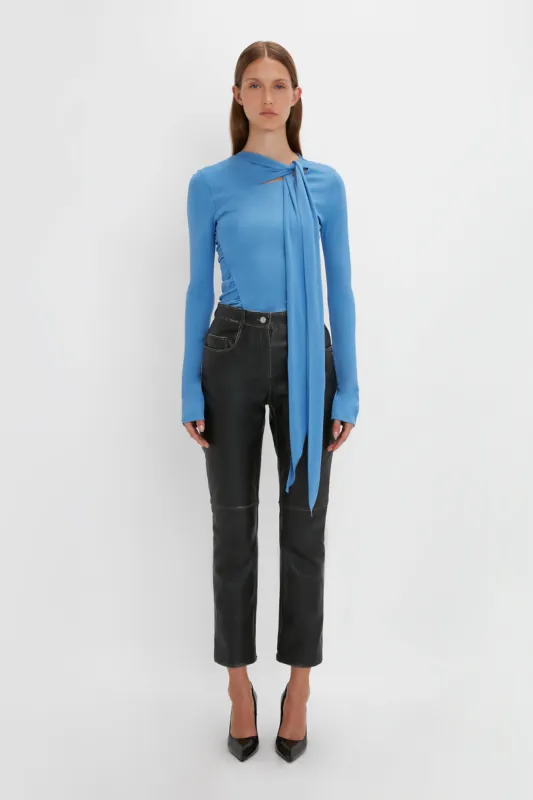Tie Detail Top In Oxford Blue sold by Victoria Beckham