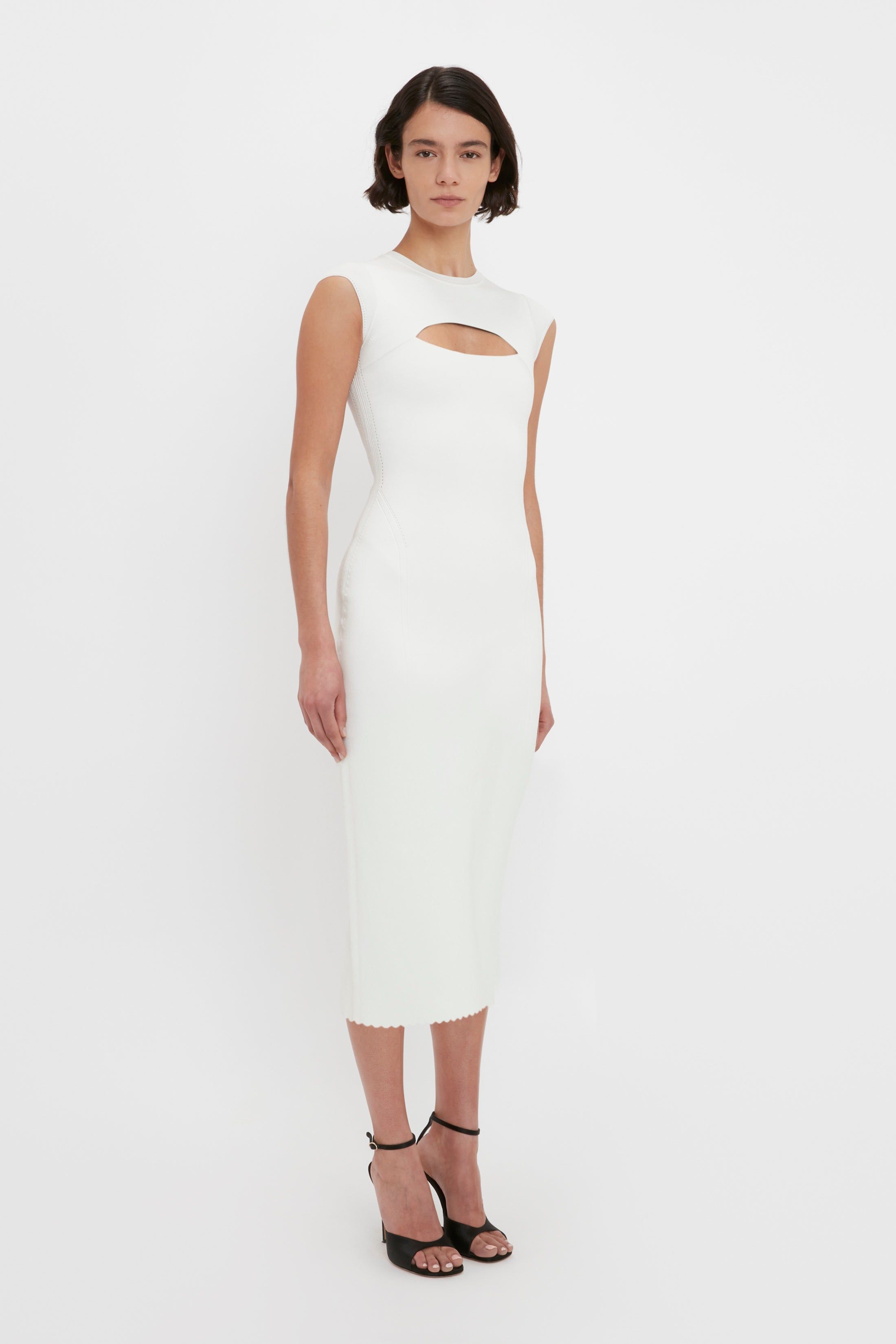 VB Body Slash Front Midi Dress In White sold by Victoria Beckham product image thumbnail 2