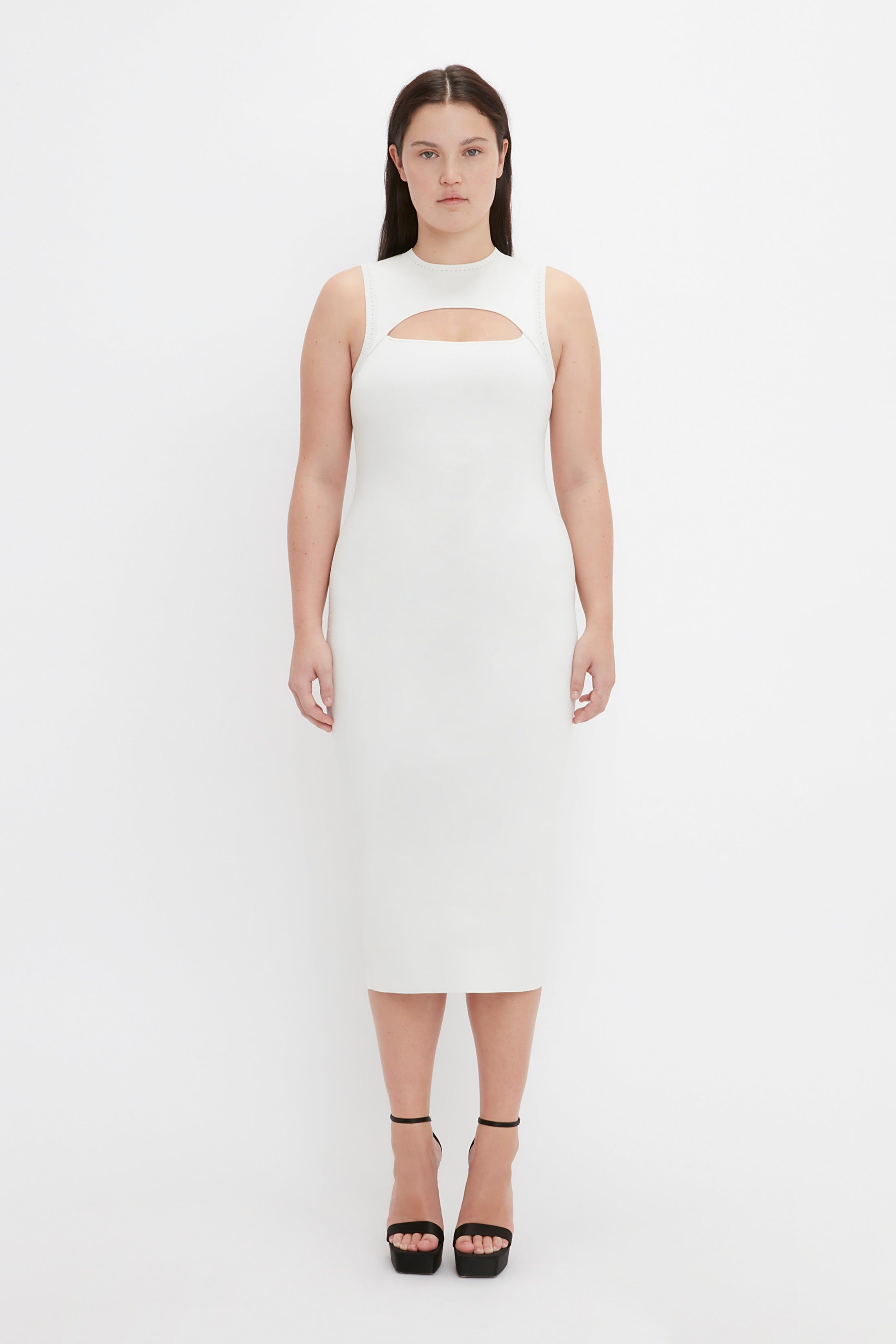 VB Body Slash Front Midi Dress In White sold by Victoria Beckham product image thumbnail 5