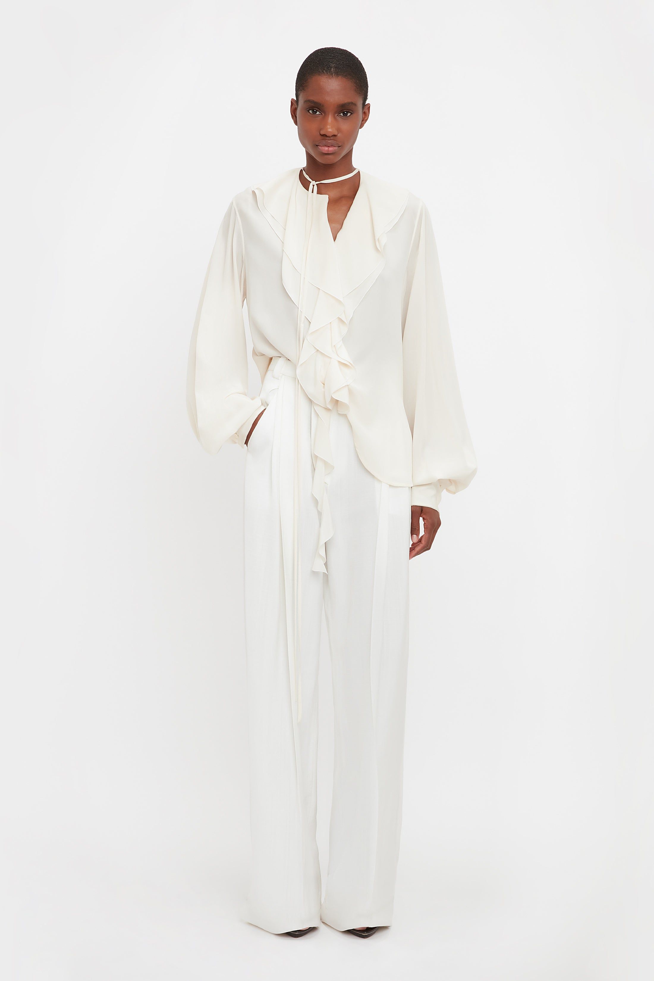 Wide Leg Trouser In White sold by Victoria Beckham