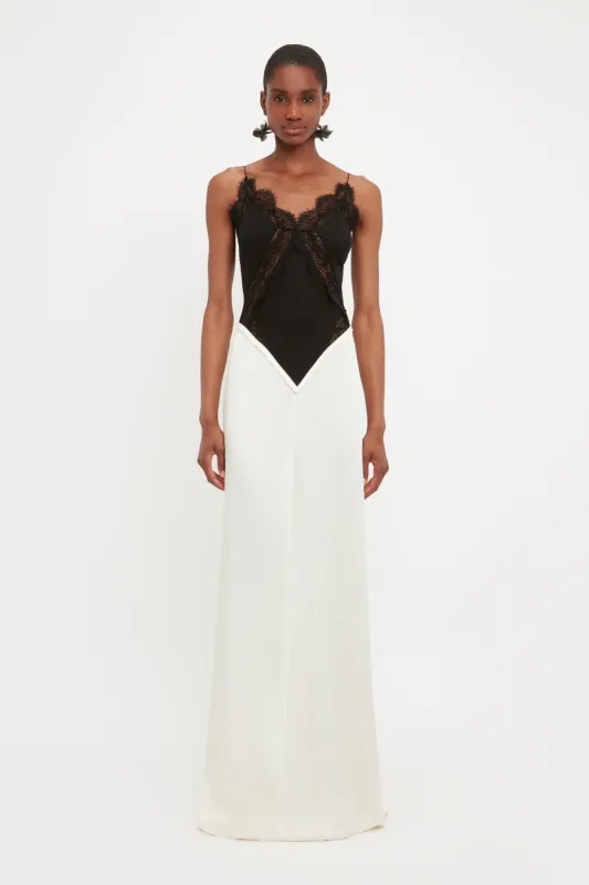 Lace Insert Cami Floor-Length Dress In Ivory sold by Victoria Beckham