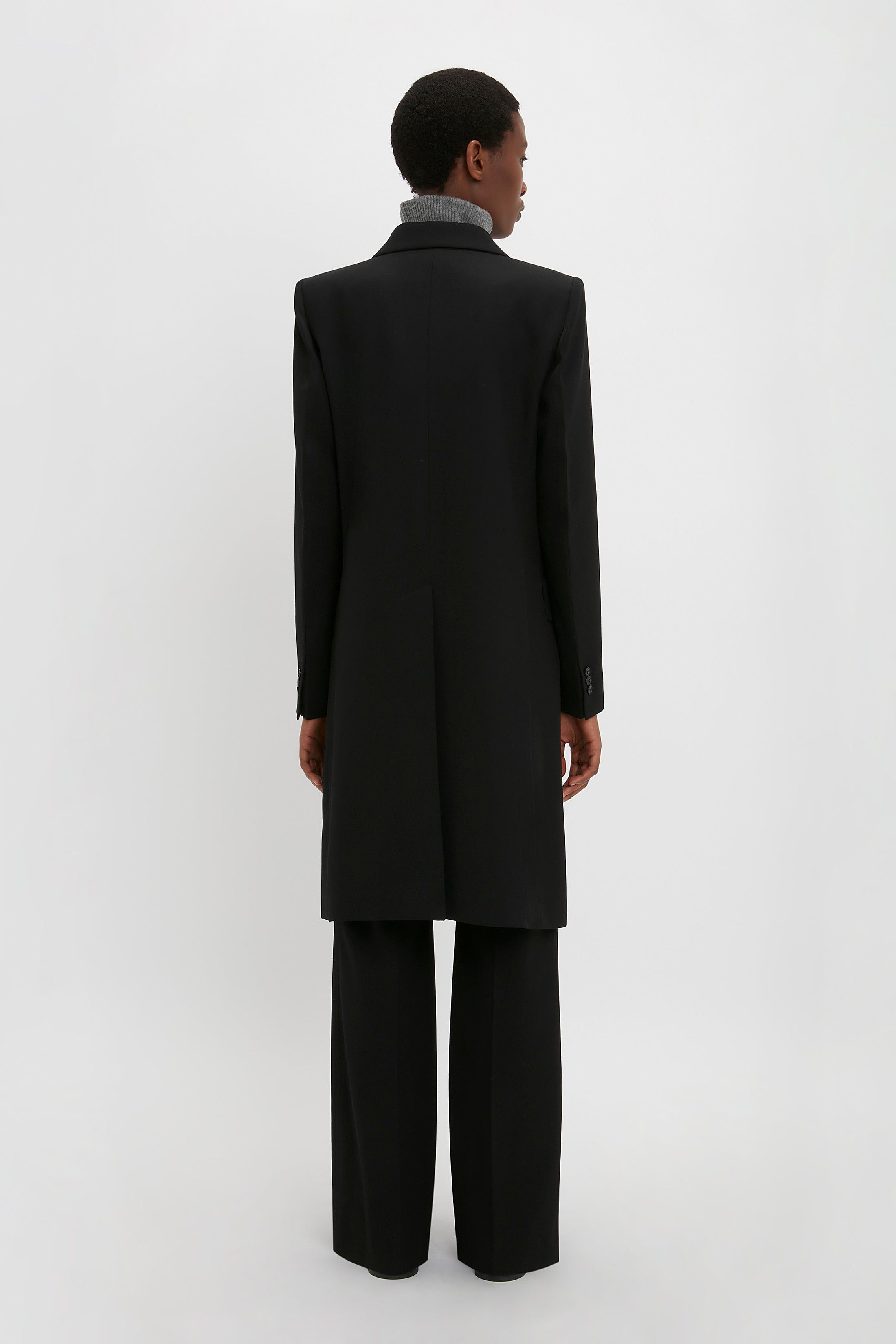 Longline Tailored Coat In Black sold by Victoria Beckham product image thumbnail 4