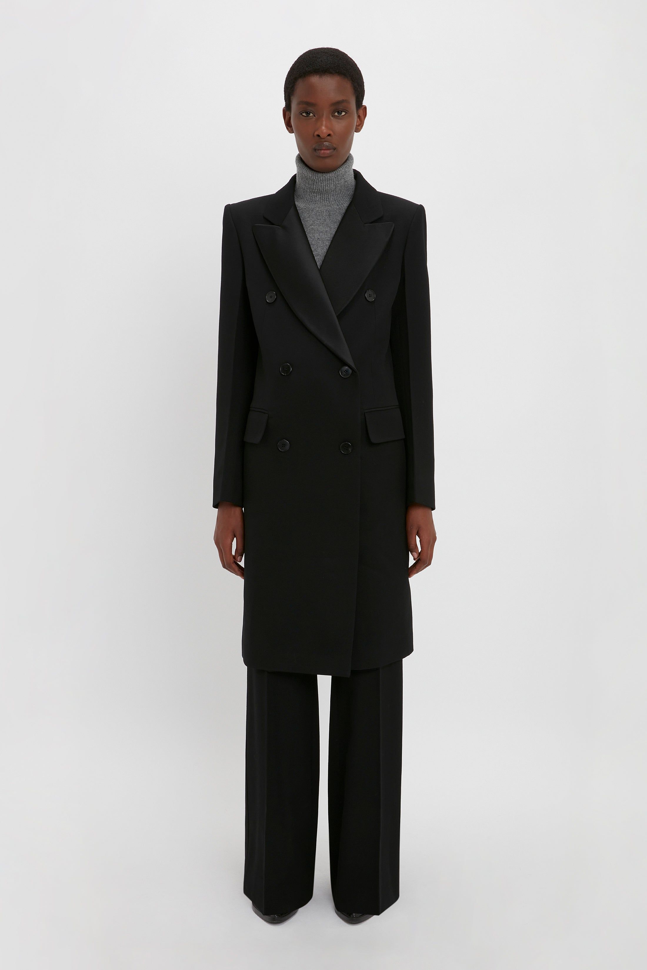 Longline Tailored Coat In Black sold by Victoria Beckham
