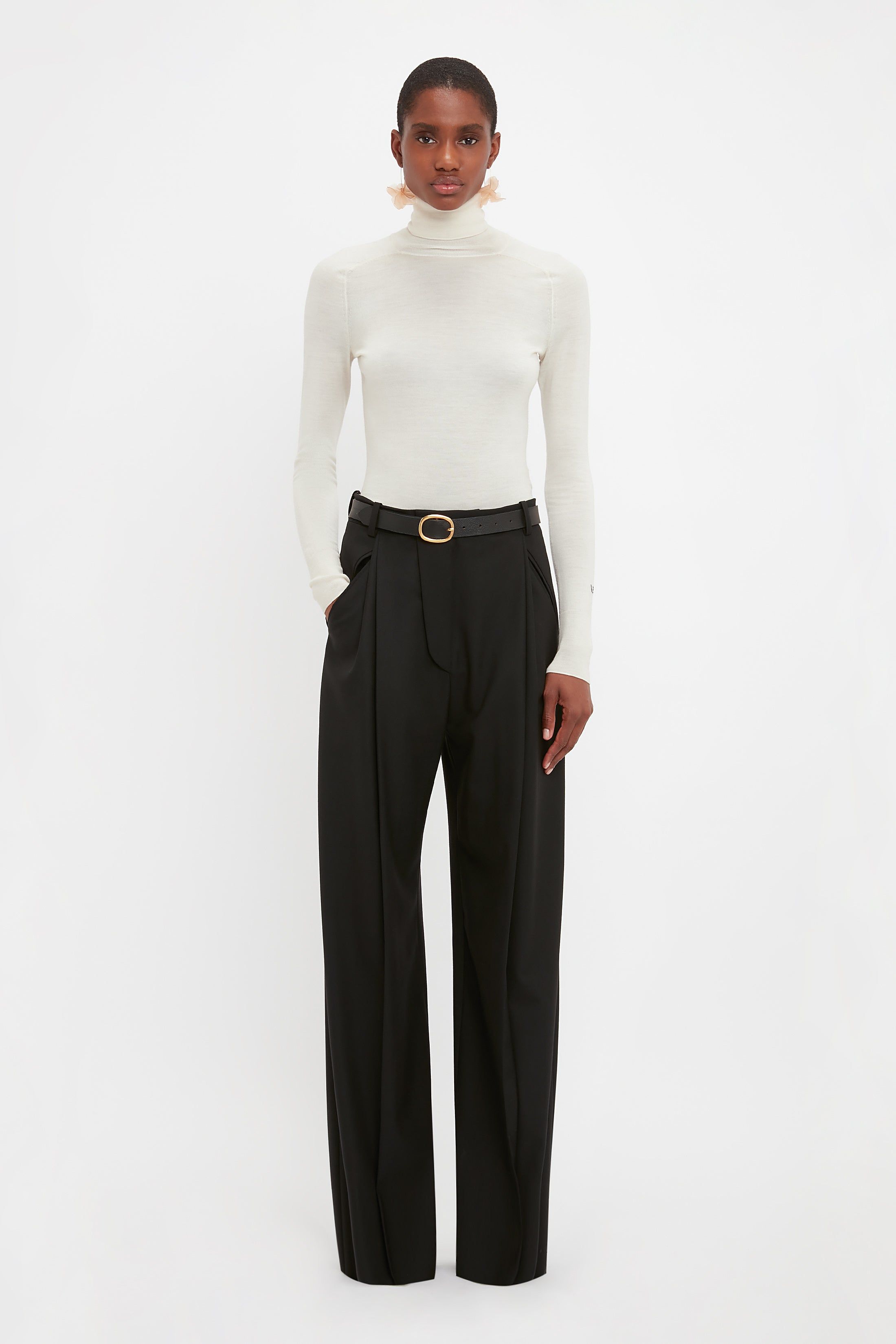 Wide Leg Trouser In Black sold by Victoria Beckham