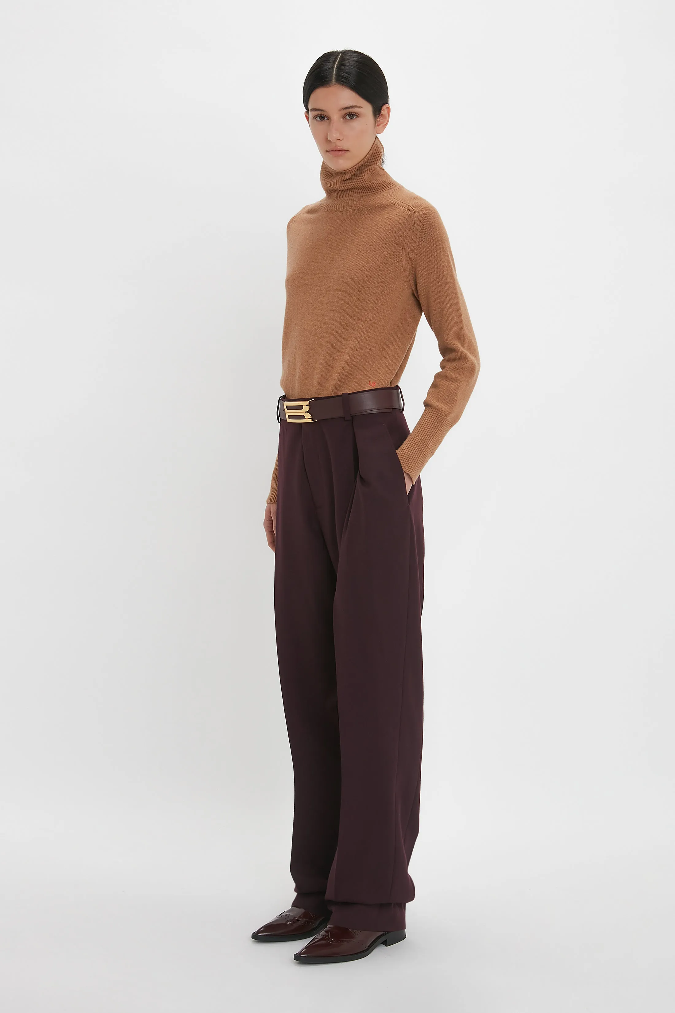 Polo Neck Jumper In Tobacco sold by Victoria Beckham product image thumbnail 3
