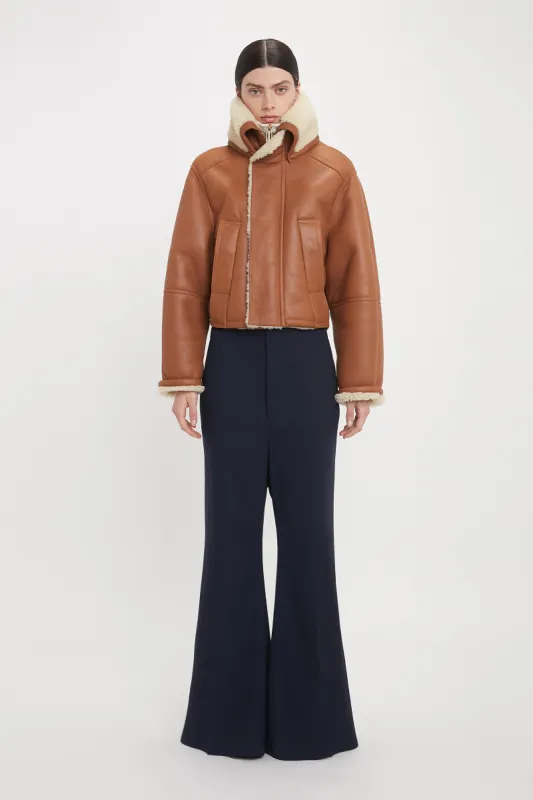 Shearling Pea Coat In Tan-Cream made by Victoria Beckham