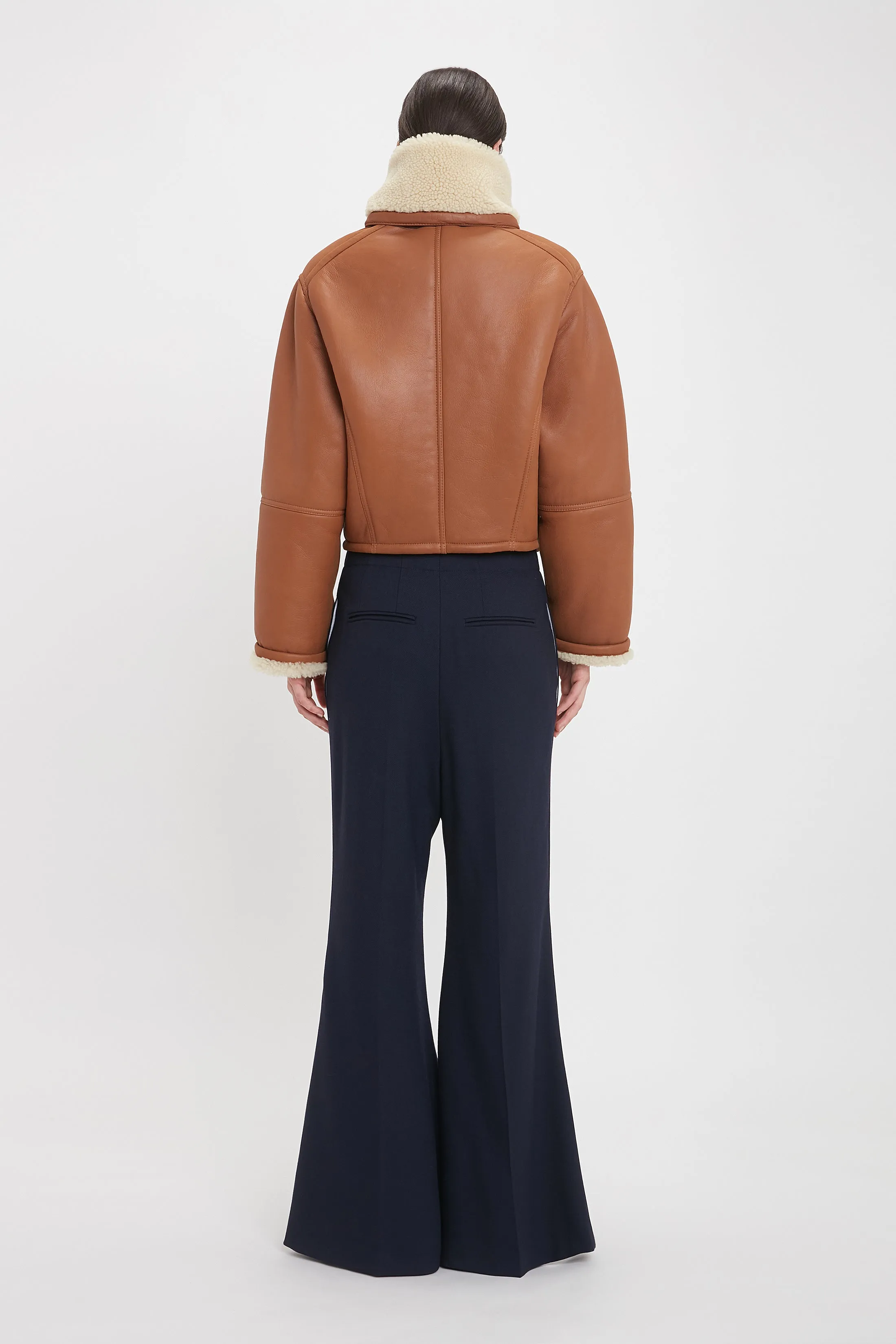Shearling Pea Coat In Tan-Cream sold by Victoria Beckham product image thumbnail 3