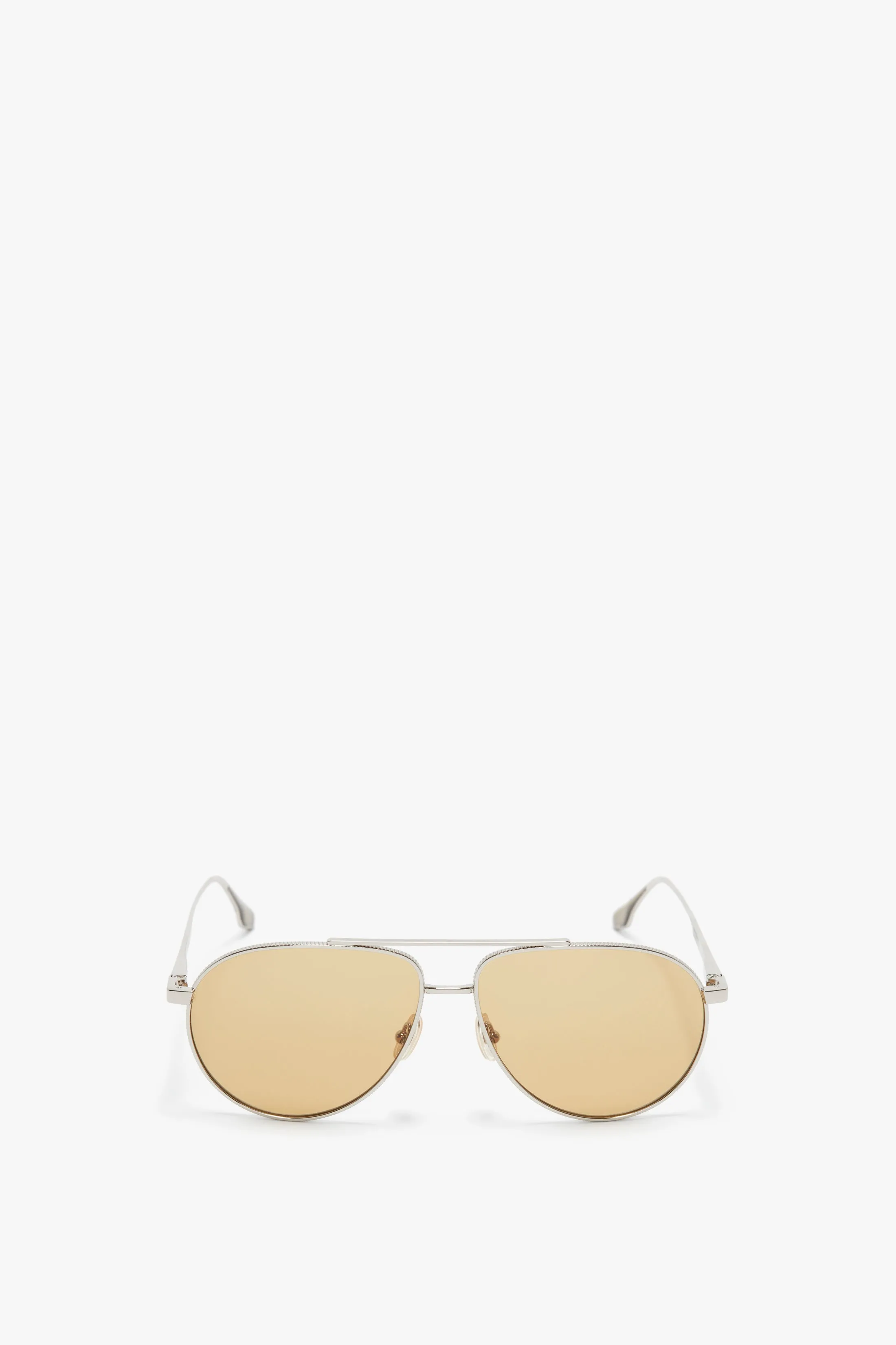 V Metal Pilot Sunglasses In Silver-Brown sold by Victoria Beckham