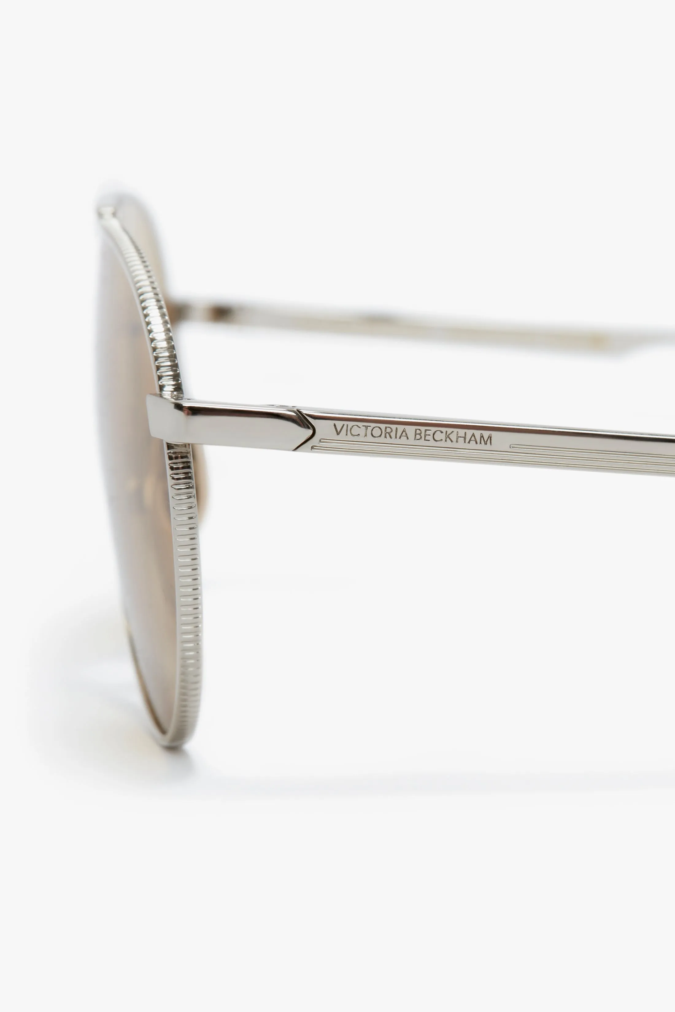 V Metal Pilot Sunglasses In Silver-Brown sold by Victoria Beckham product image thumbnail 5