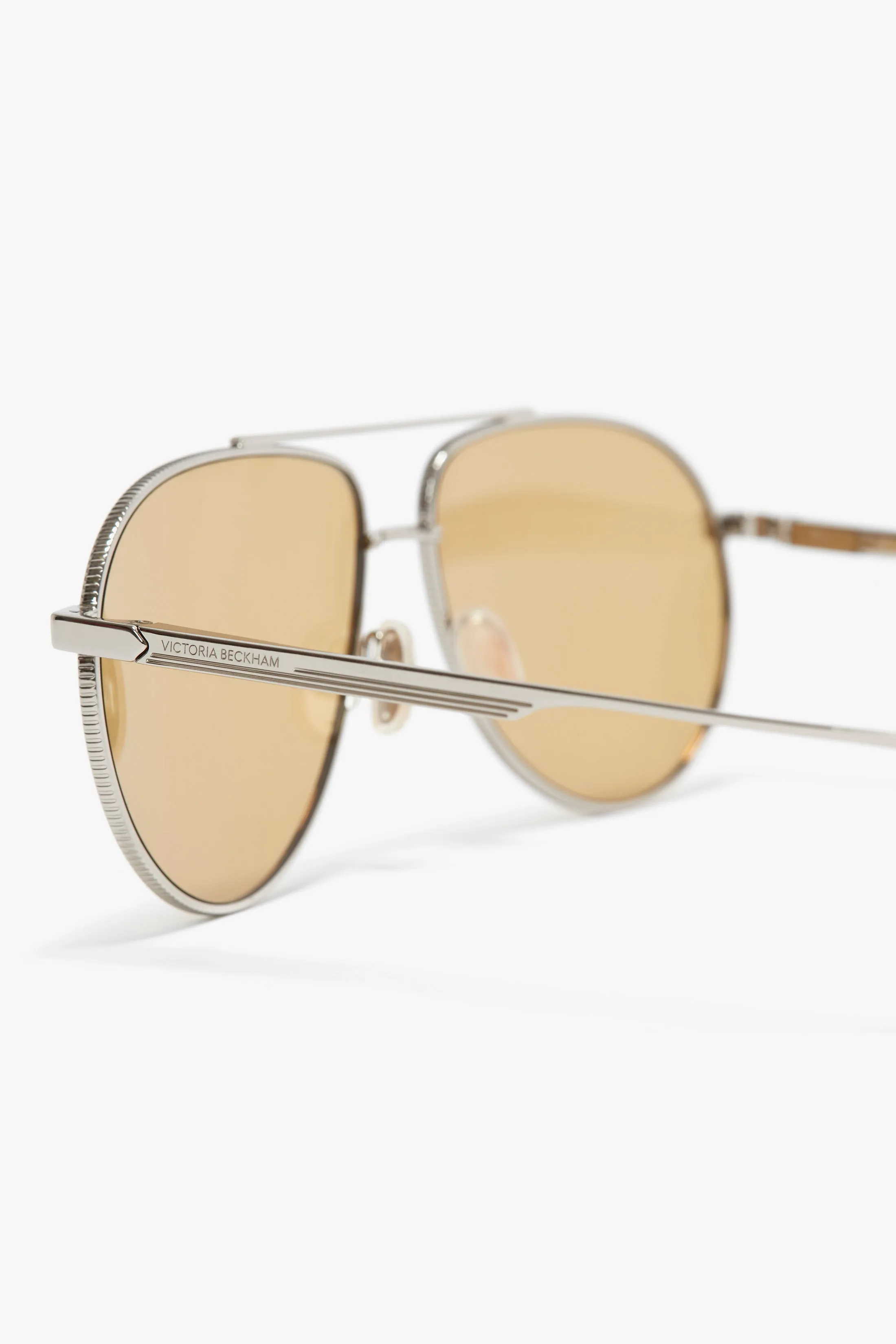 V Metal Pilot Sunglasses In Silver-Brown sold by Victoria Beckham product image thumbnail 4