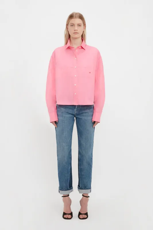 Tuck Detail Cropped Men's Shirt In Flamingo Pink sold by Victoria Beckham