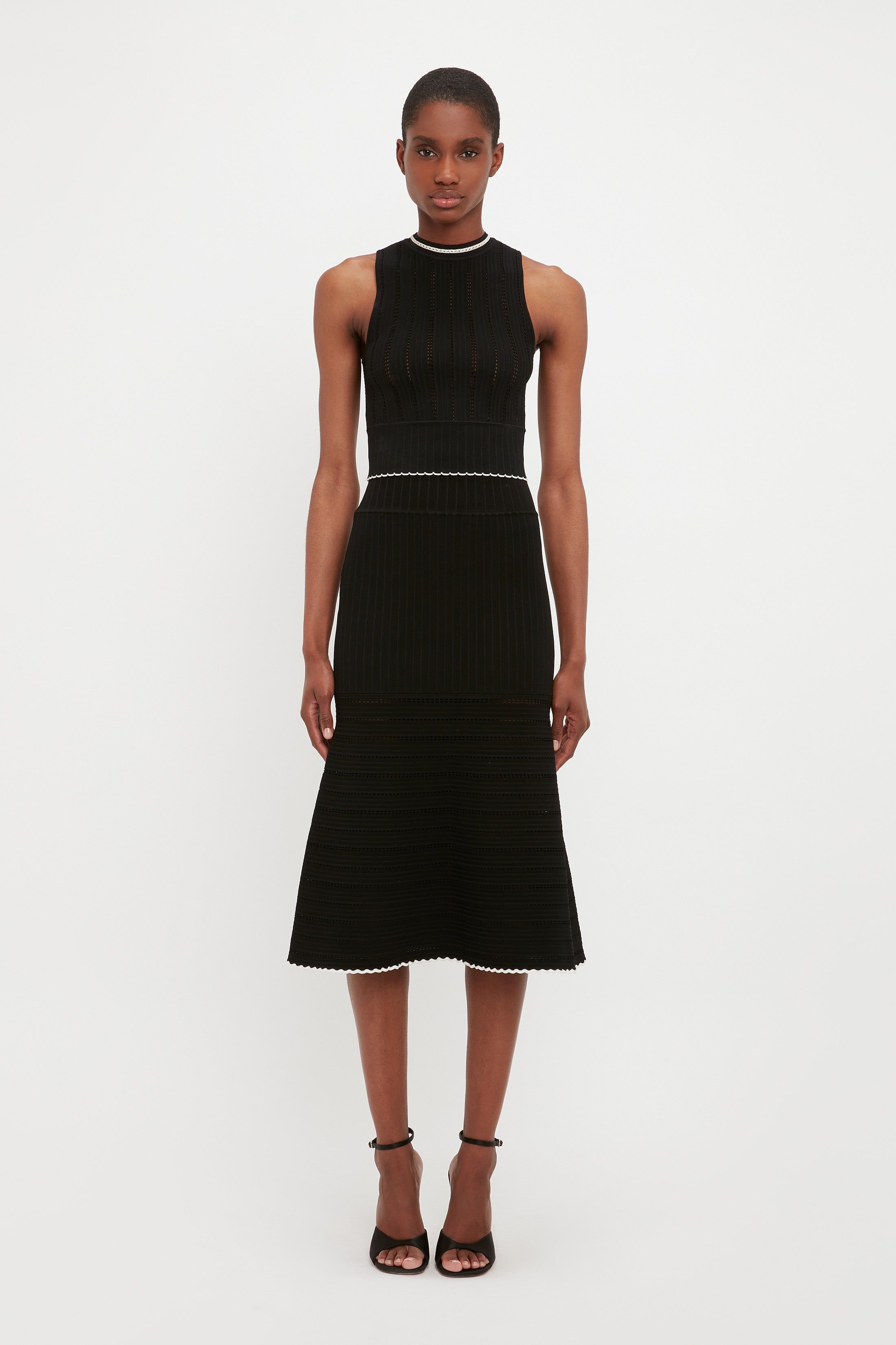 Flared Midi Skirt In Black sold by Victoria Beckham