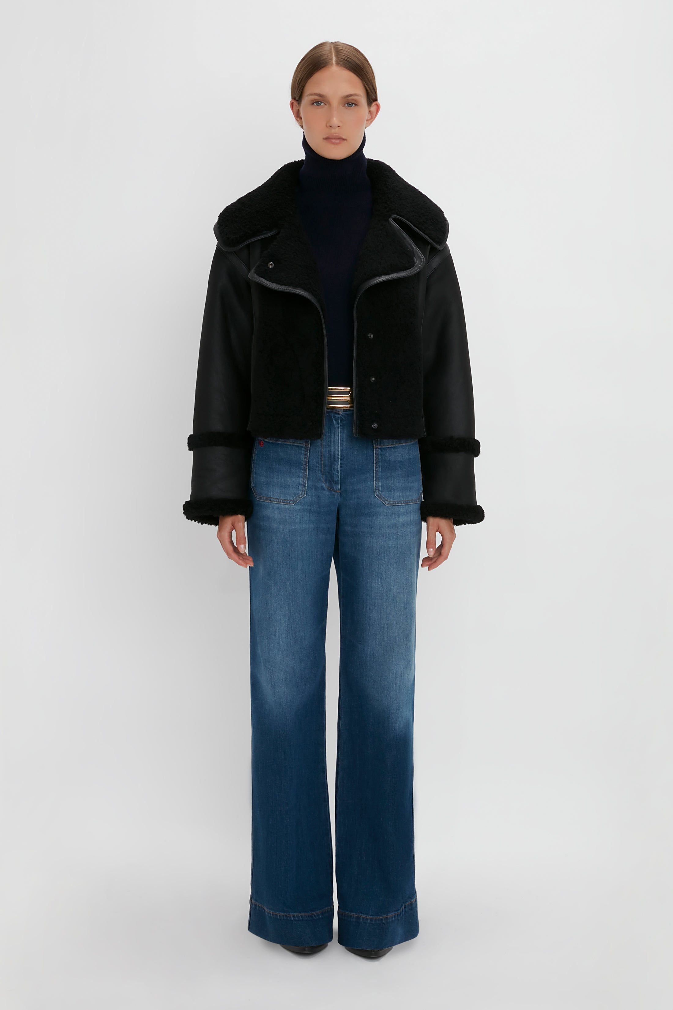 Shearling Jacket In Black sold by Victoria Beckham