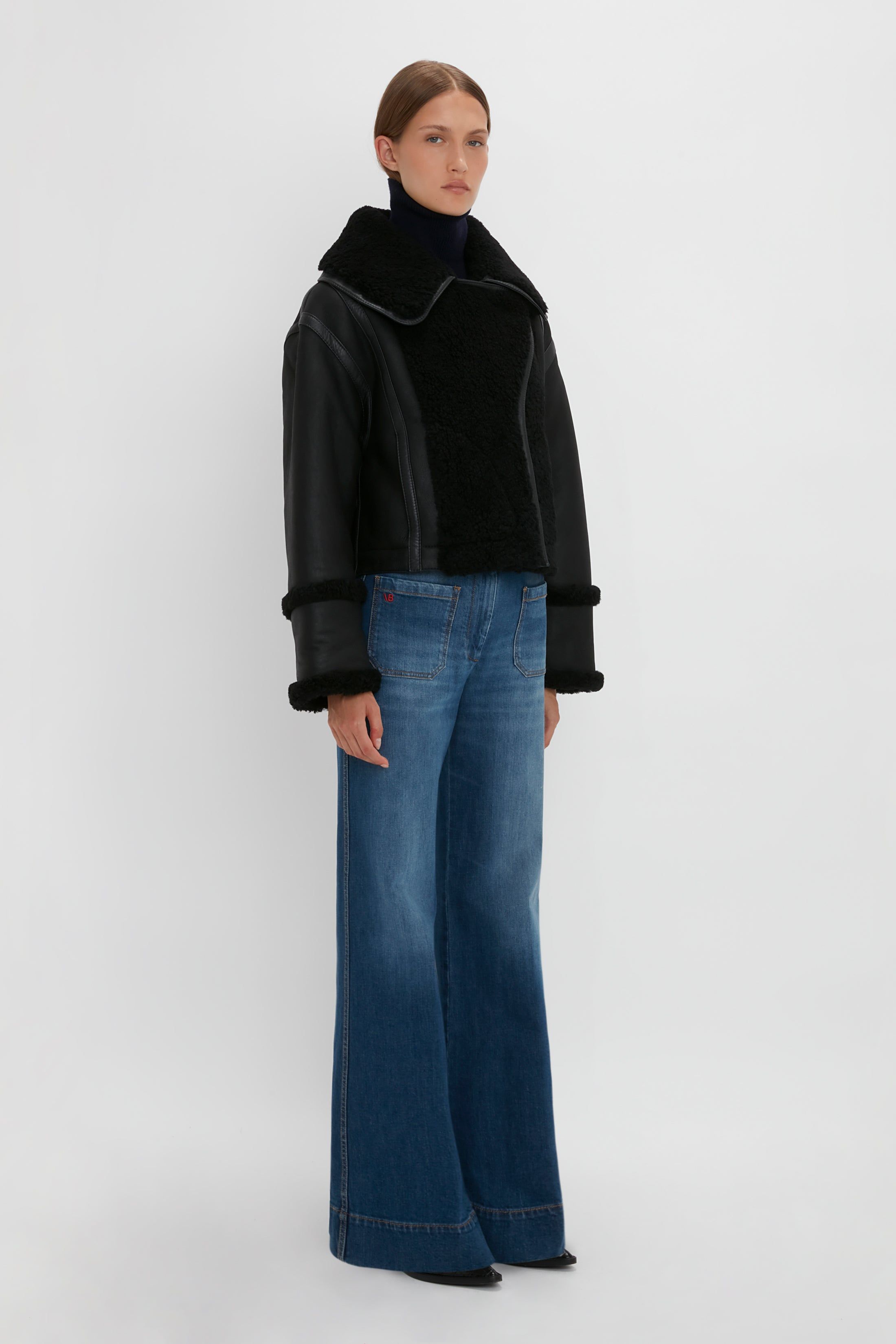 Shearling Jacket In Black sold by Victoria Beckham product image thumbnail 3