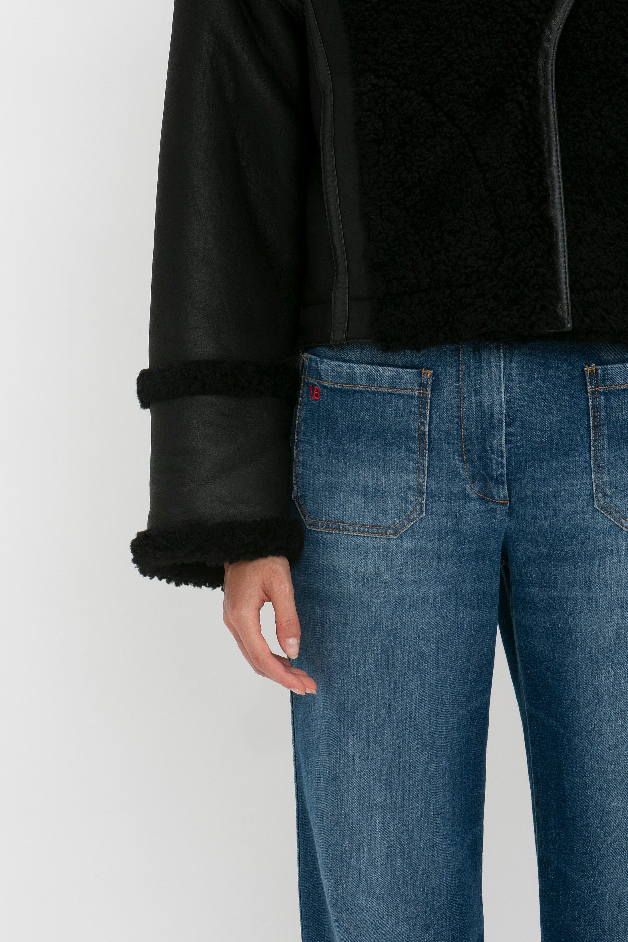 Shearling Jacket In Black sold by Victoria Beckham product image thumbnail 5