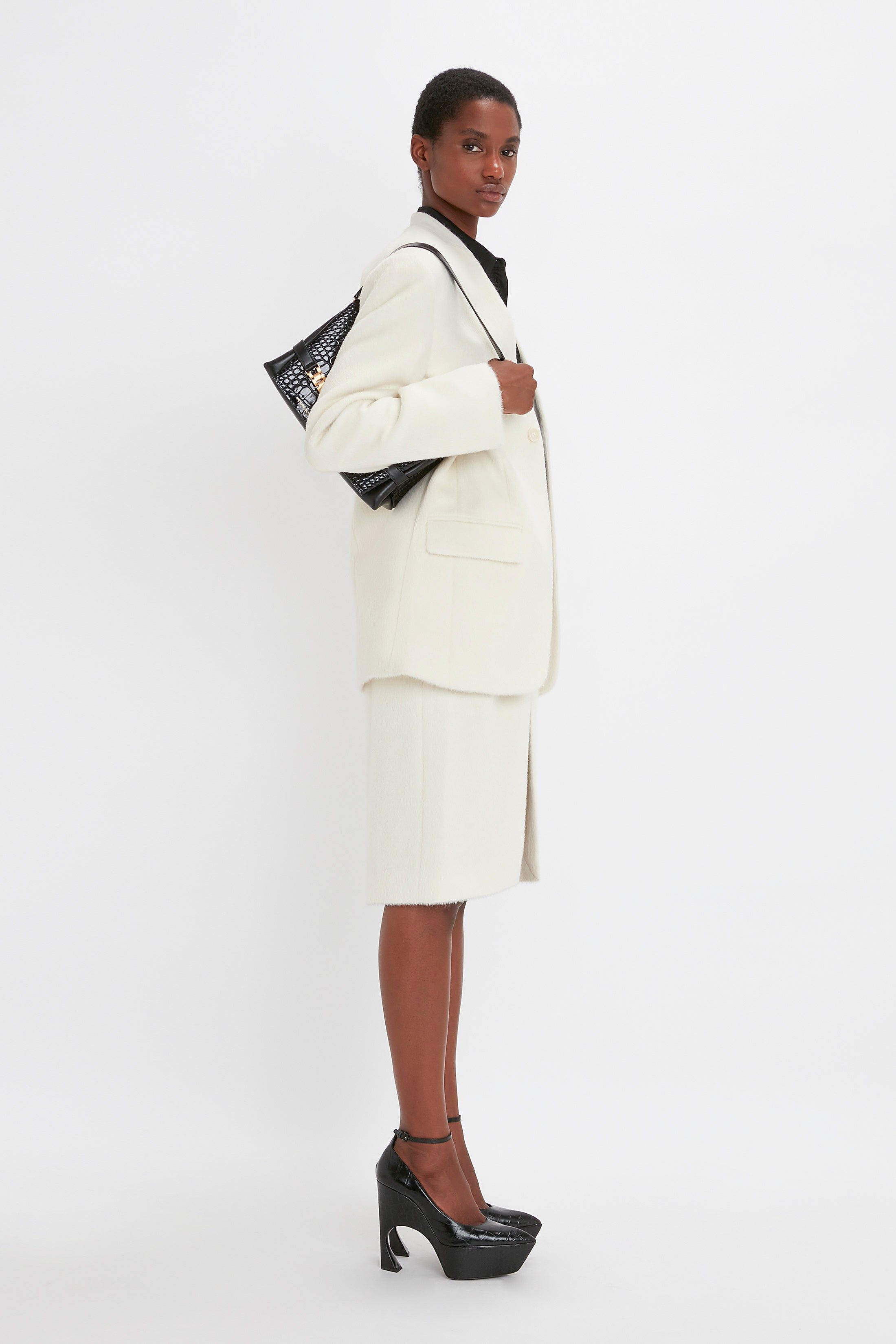Hidden Lapel Single Breasted Jacket In Ivory sold by Victoria Beckham product image thumbnail 5