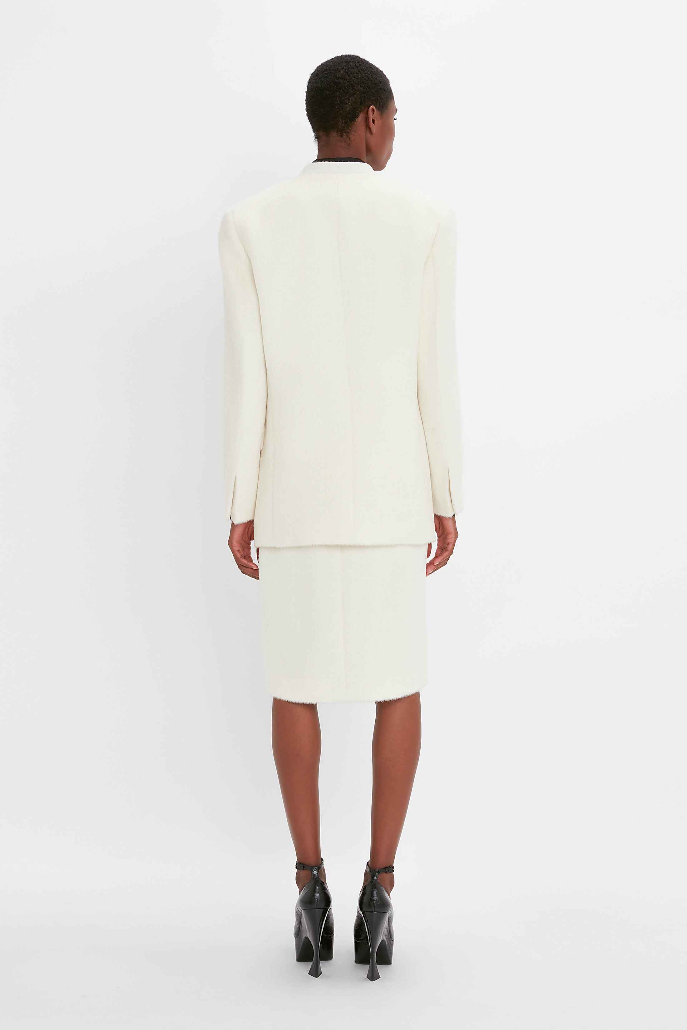 Hidden Lapel Single Breasted Jacket In Ivory sold by Victoria Beckham product image thumbnail 3
