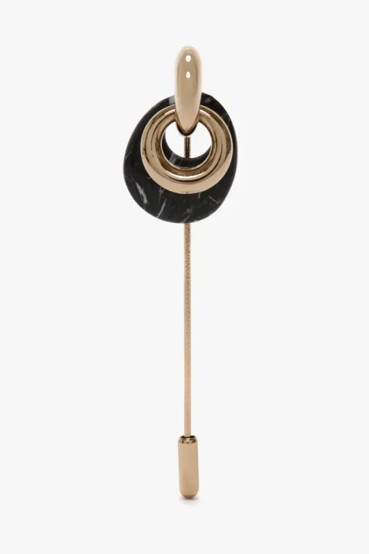 Resin Charm Brooch In Light Gold-Black sold by Victoria Beckham