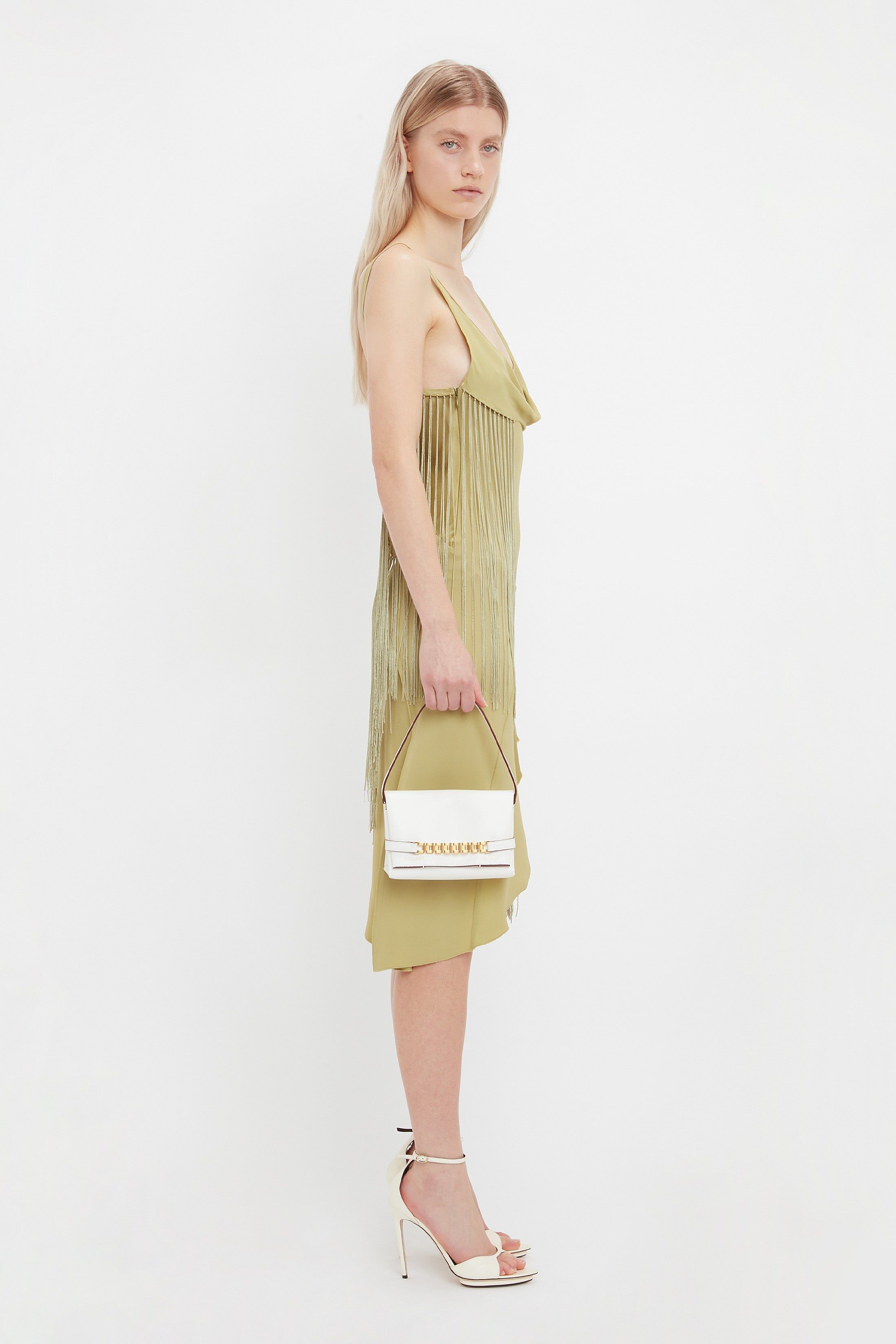 Asymmetric Fringe Mini Dress In Pear Green sold by Victoria Beckham product image thumbnail 9