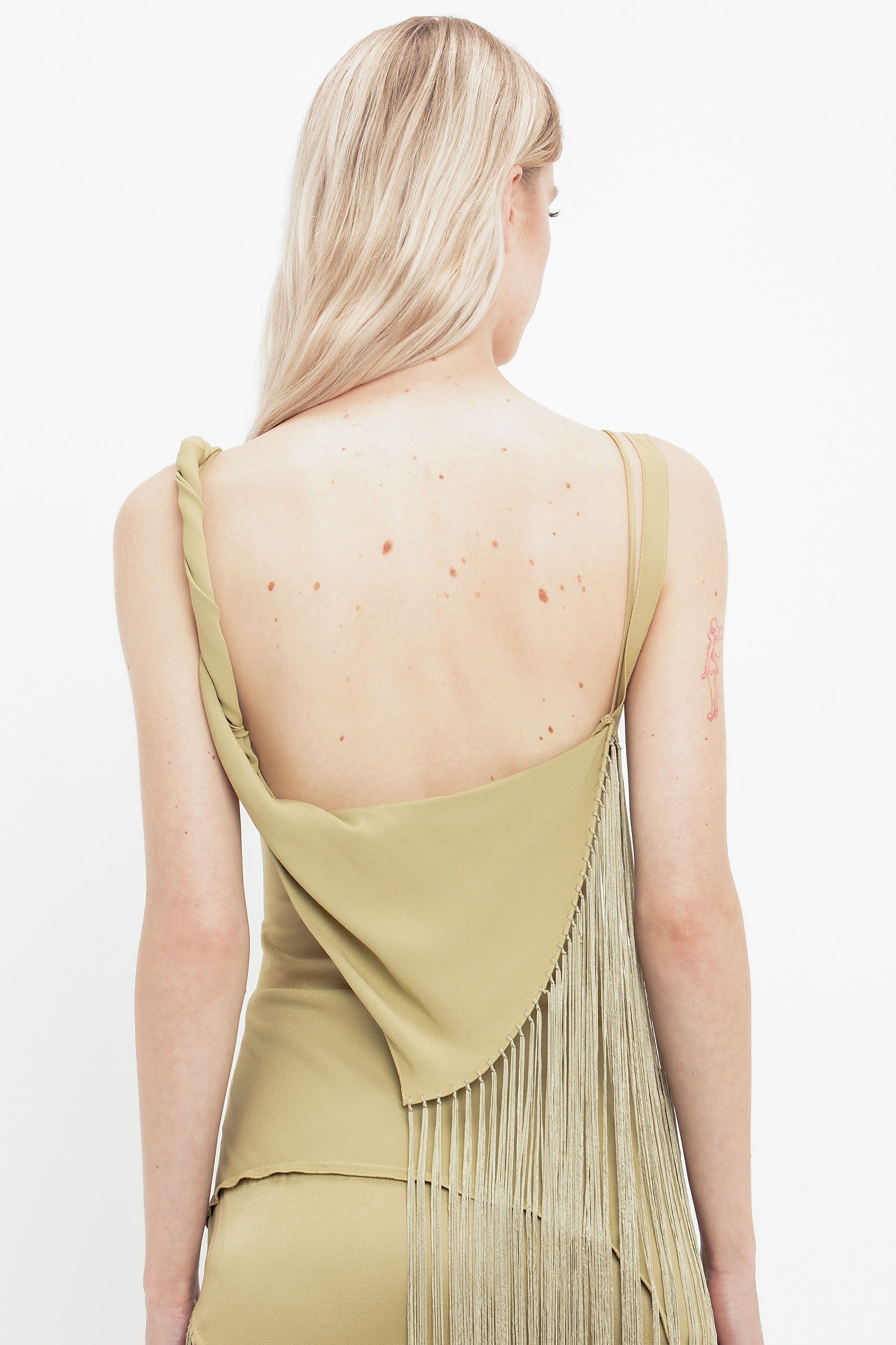 Asymmetric Fringe Mini Dress In Pear Green sold by Victoria Beckham product image thumbnail 7