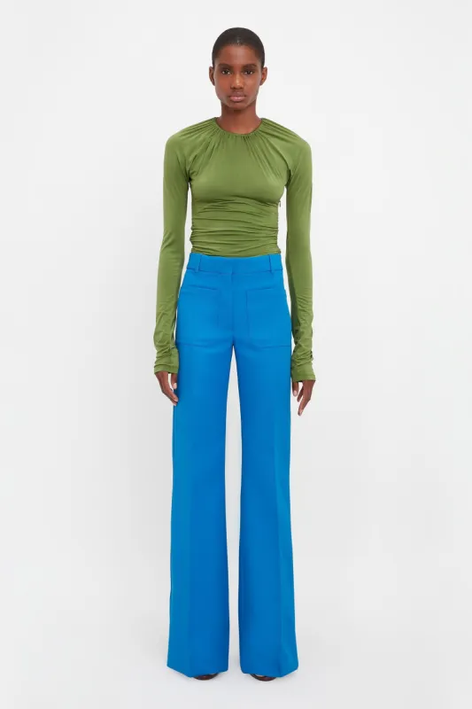 Long Sleeve Gathered Detail Top In Fern sold by Victoria Beckham