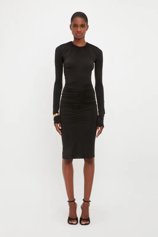Long Sleeve Fitted Dress In Black sold by Victoria Beckham