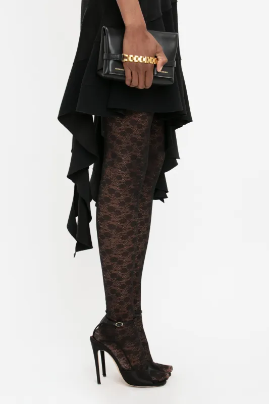 VB Monogram Lace Tights in Black sold by Victoria Beckham