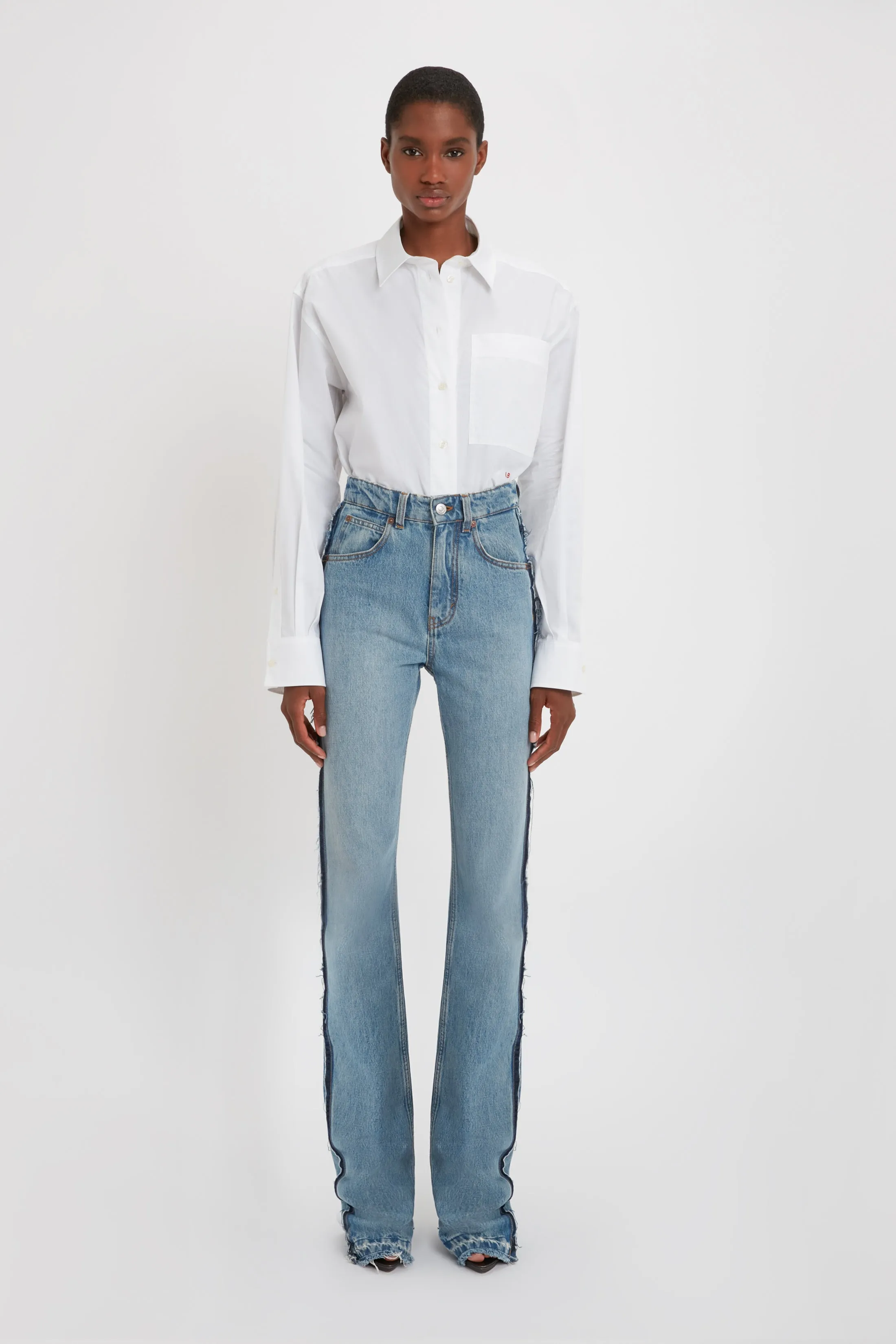 Cropped Patch Pocket Shirt In White sold by Victoria Beckham product image thumbnail 2