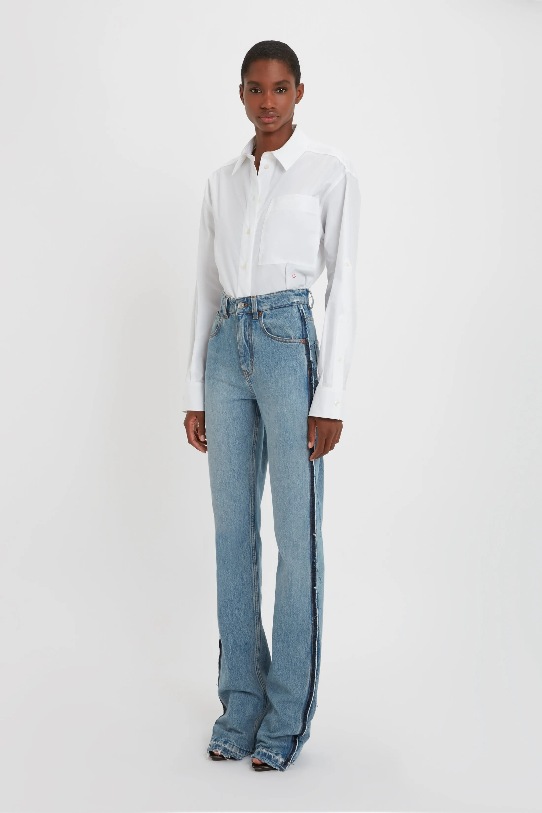 Cropped Patch Pocket Shirt In White sold by Victoria Beckham product image thumbnail 4