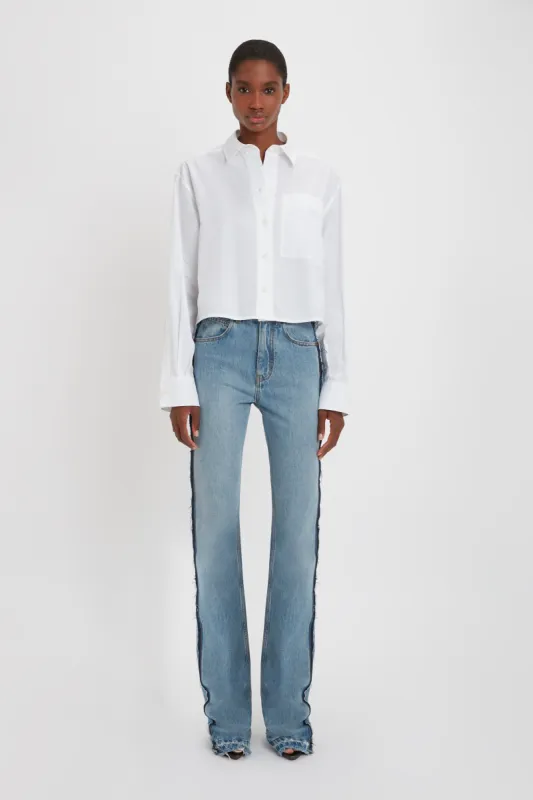 Cropped Patch Pocket Shirt In White sold by Victoria Beckham