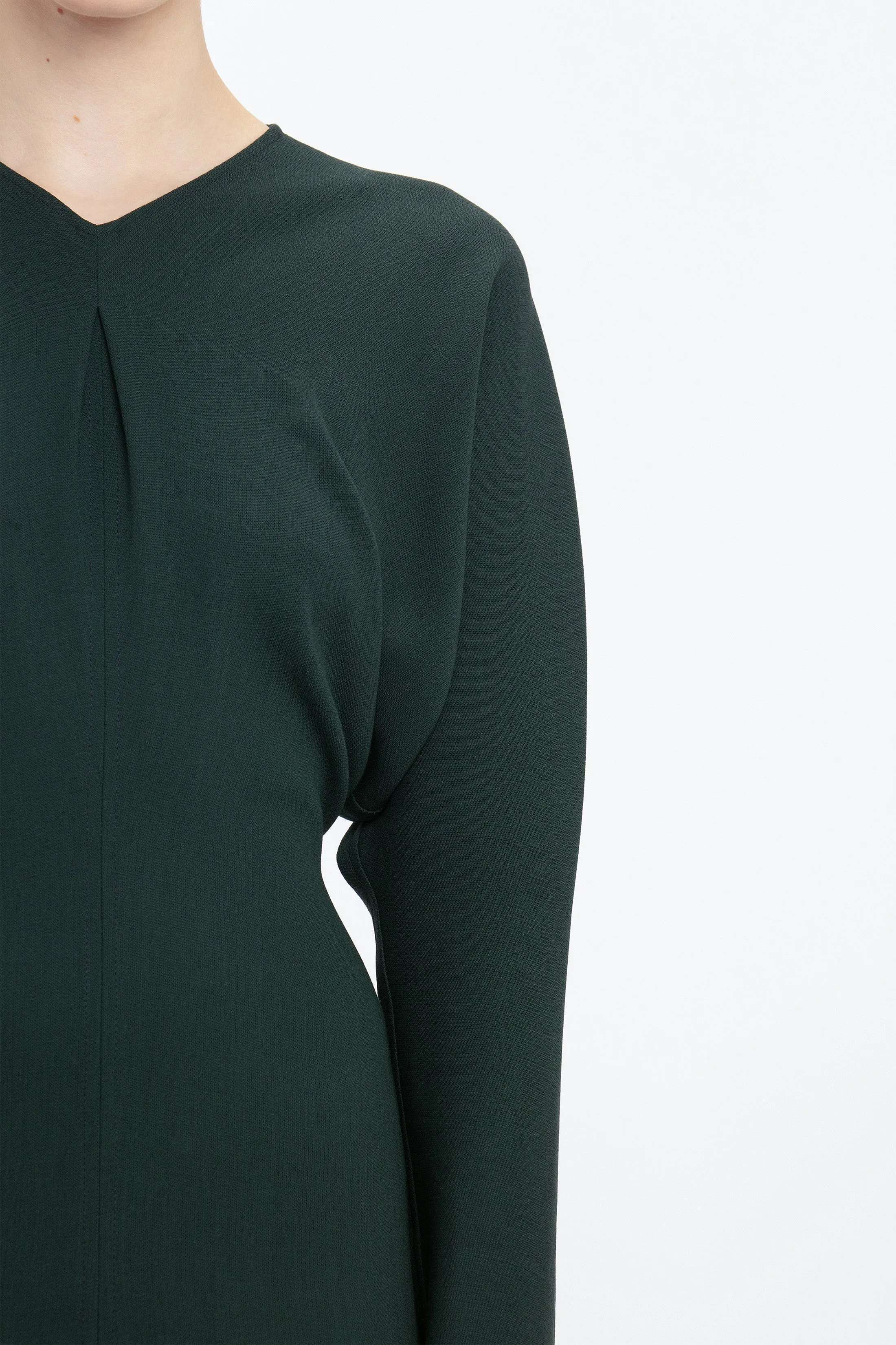 Long Sleeve Draped Midi Dress In Seaweed sold by Victoria Beckham product image thumbnail 4