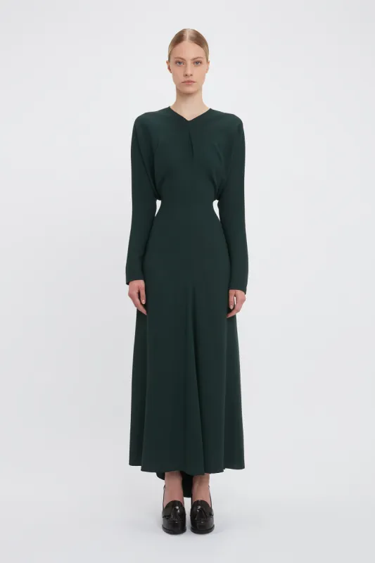 Long Sleeve Draped Midi Dress In Seaweed sold by Victoria Beckham