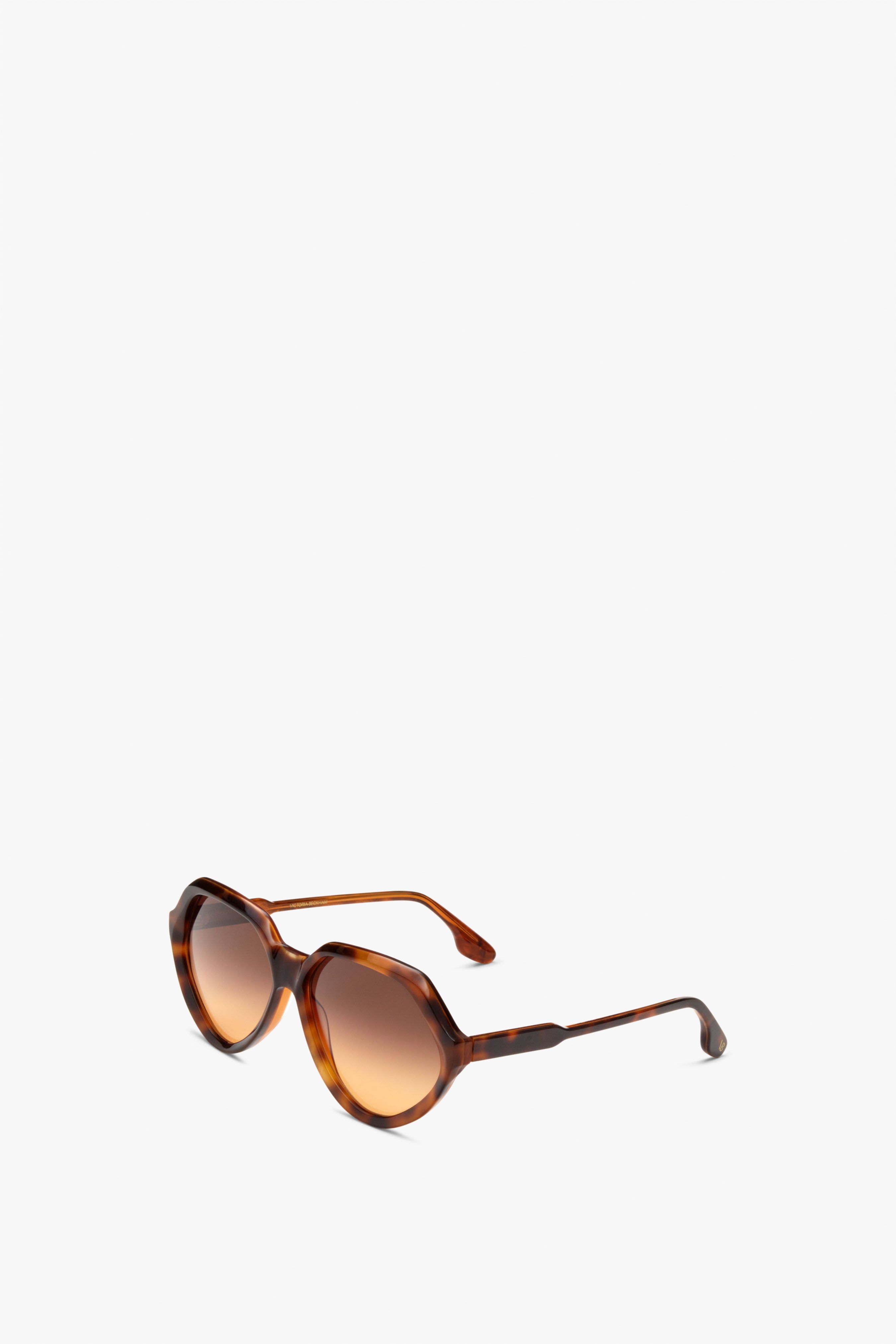 Faceted Round Sunglasses In Havana Rust sold by Victoria Beckham product image thumbnail 3