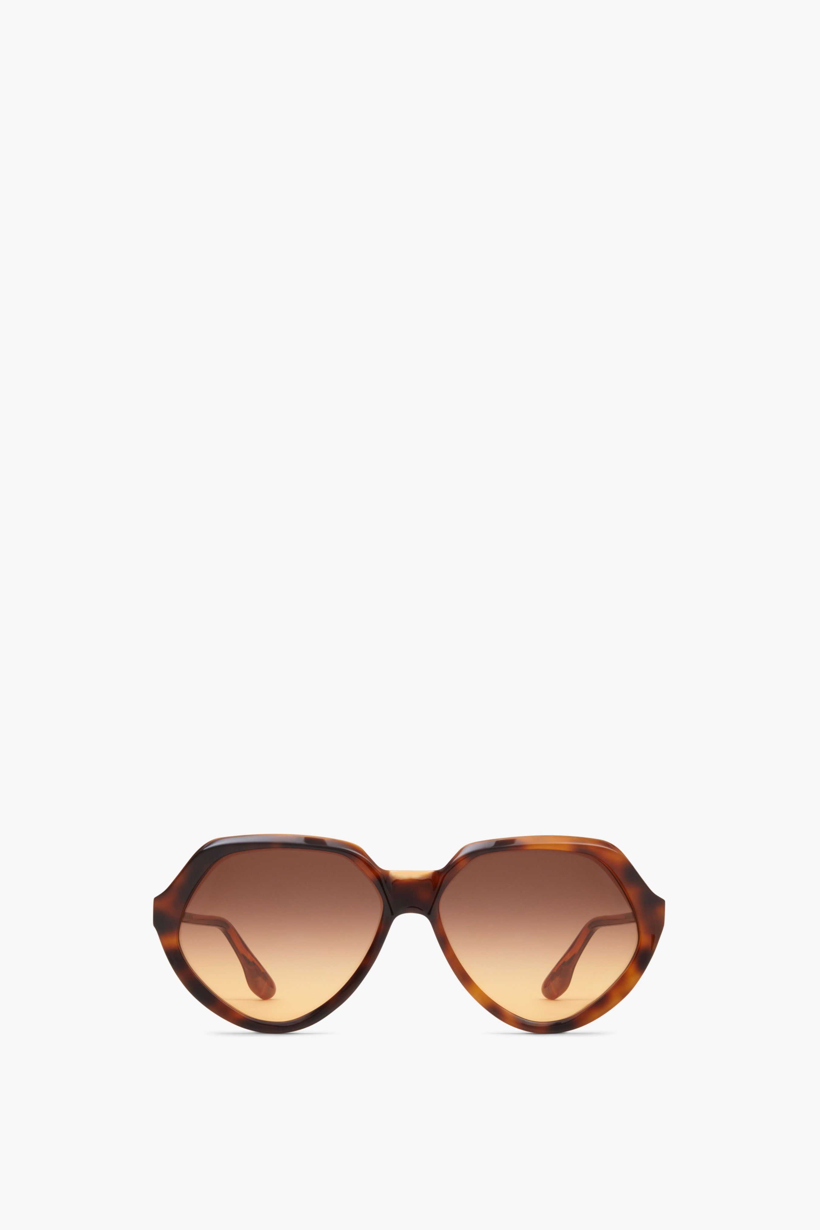 Faceted Round Sunglasses In Havana Rust sold by Victoria Beckham