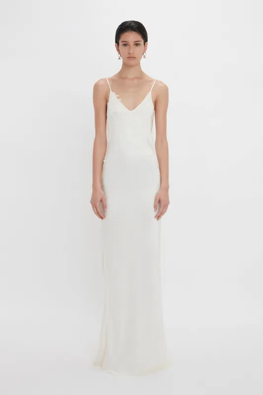 Lace Detail Floor-Length Cami Dress In Ivory made by Victoria Beckham