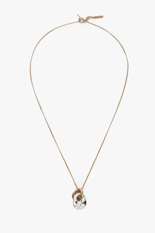 Resin Pendant Necklace In Light Gold-White sold by Victoria Beckham