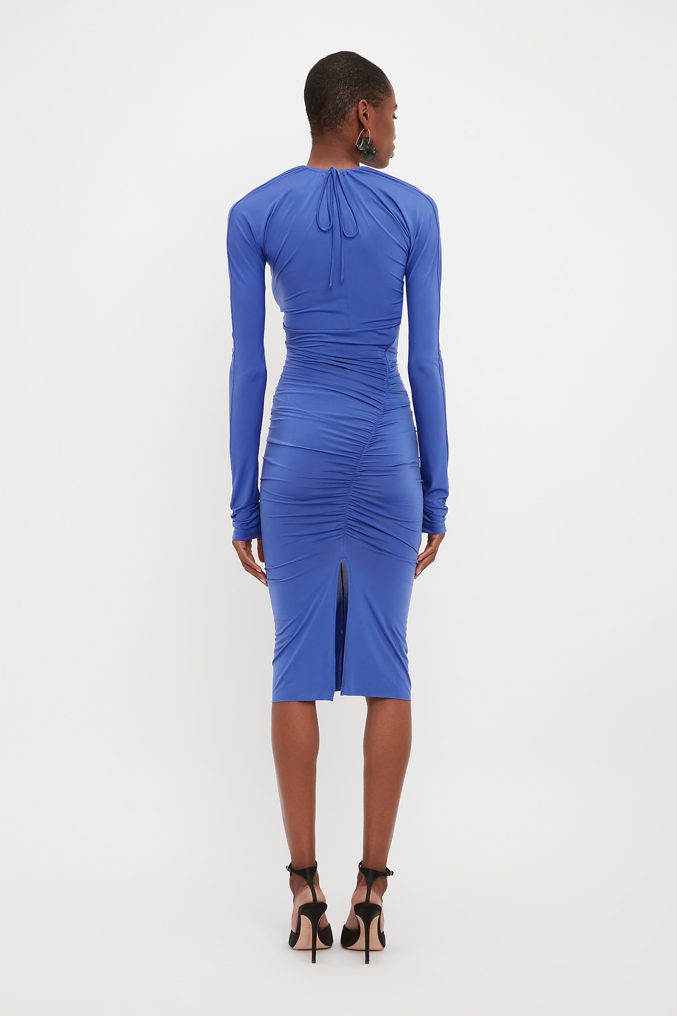 Long Sleeve Wrap Dress In Iris Blue sold by Victoria Beckham product image thumbnail 3