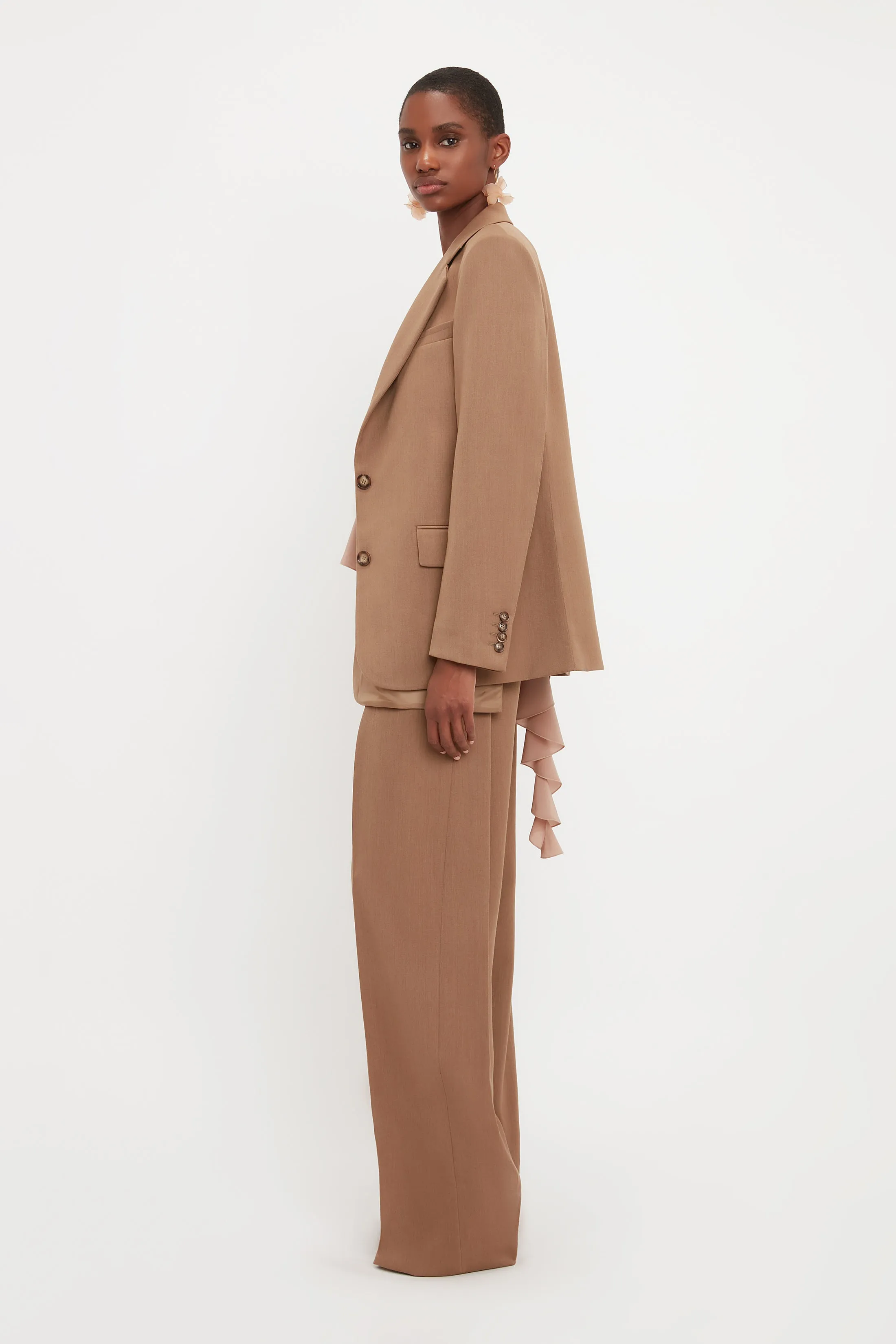 Asymmetric Double Layer Jacket In Fawn sold by Victoria Beckham product image thumbnail 3