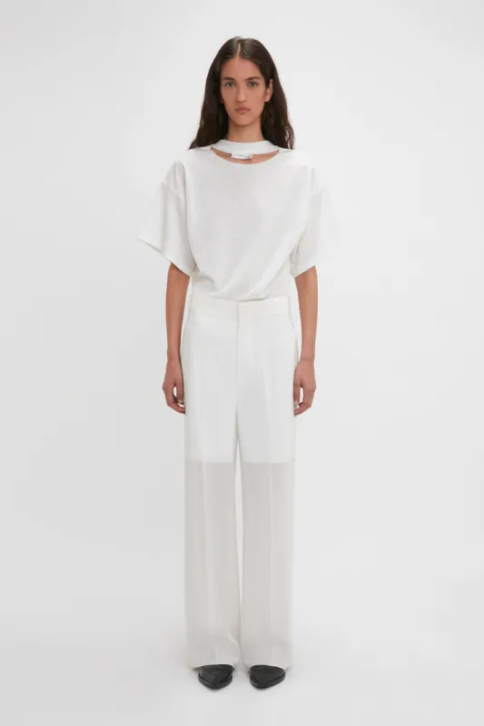 Waistband Detail Straight Leg Trouser In White sold by Victoria Beckham