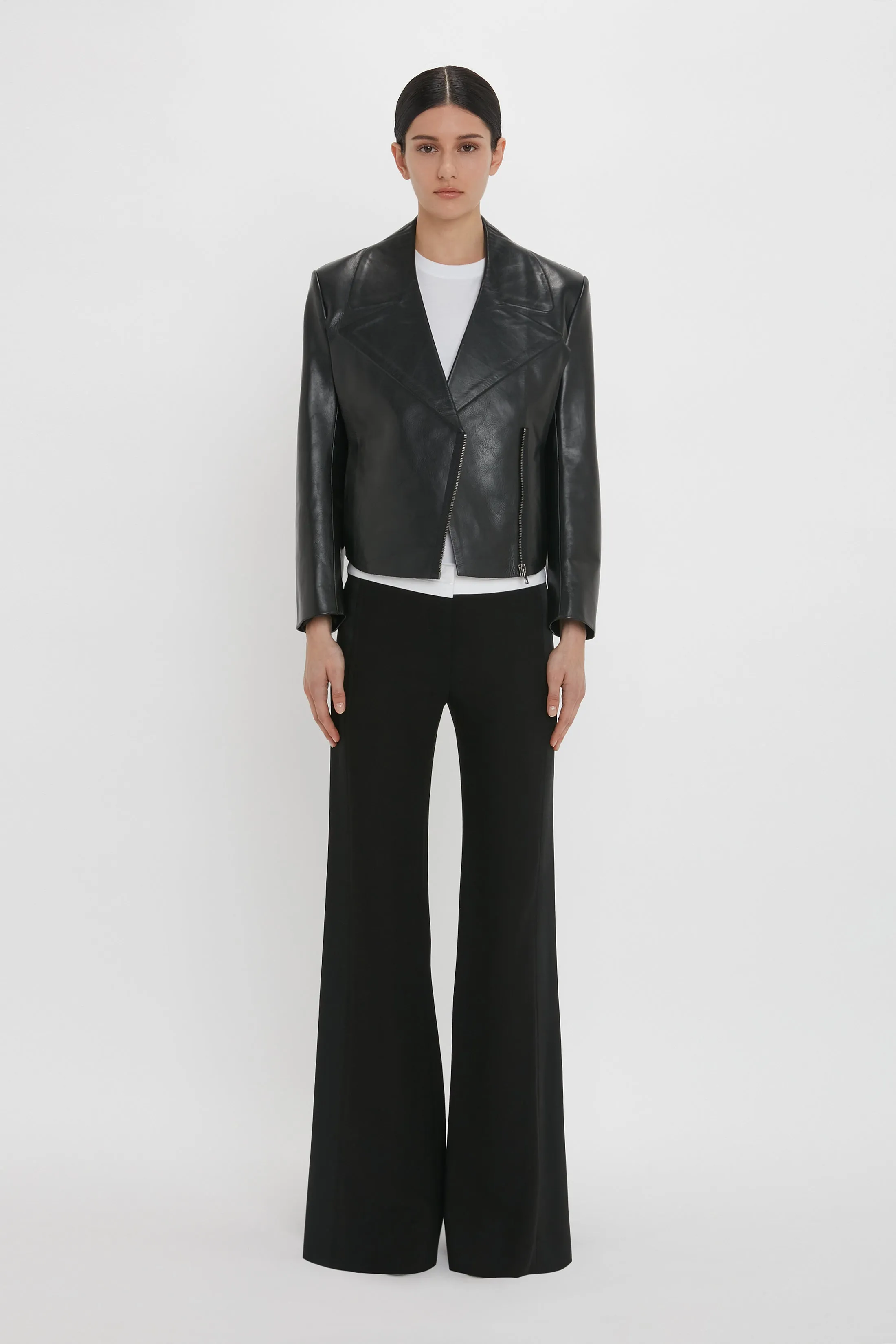 Leather Biker Jacket In Black sold by Victoria Beckham