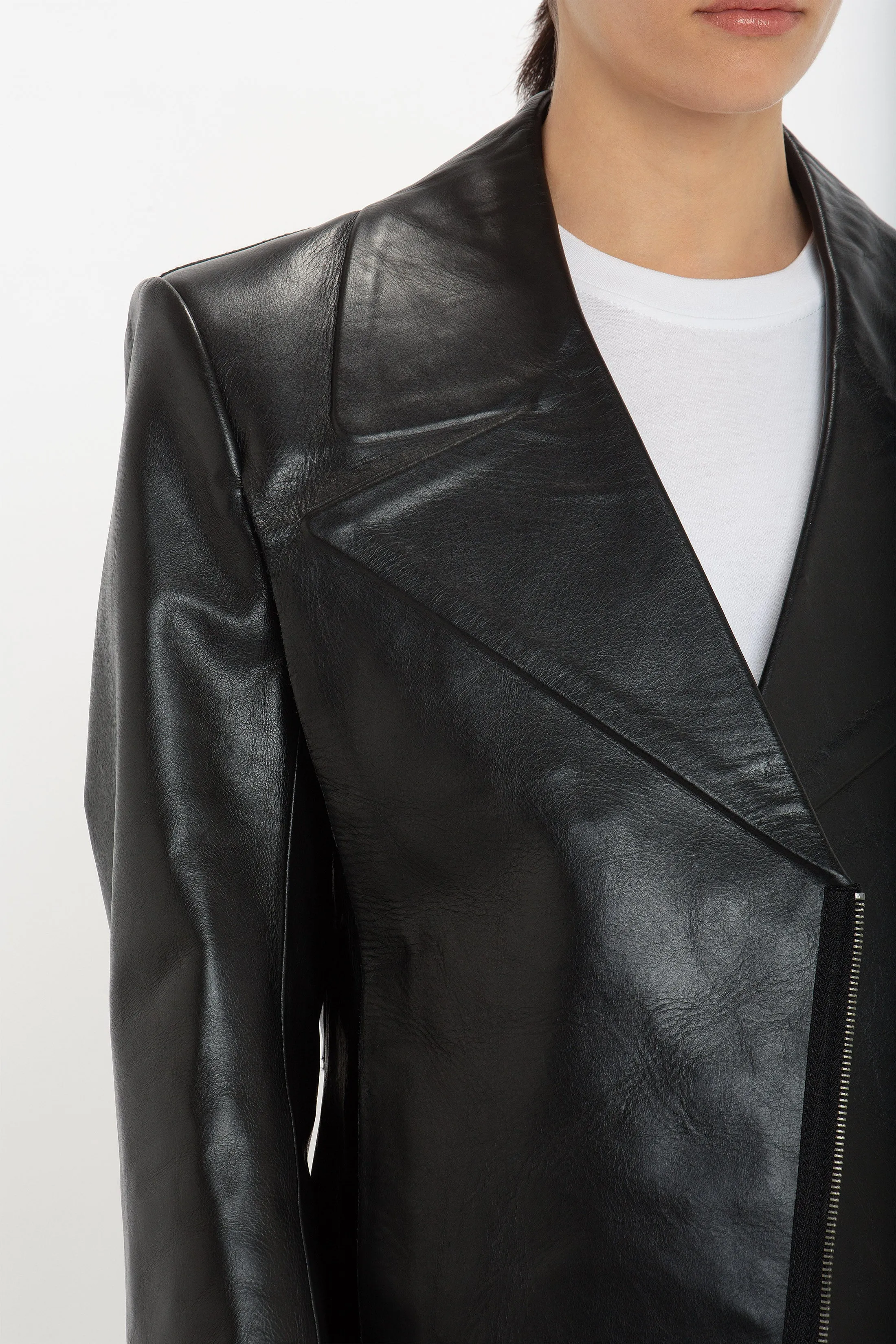 Leather Biker Jacket In Black sold by Victoria Beckham product image thumbnail 4