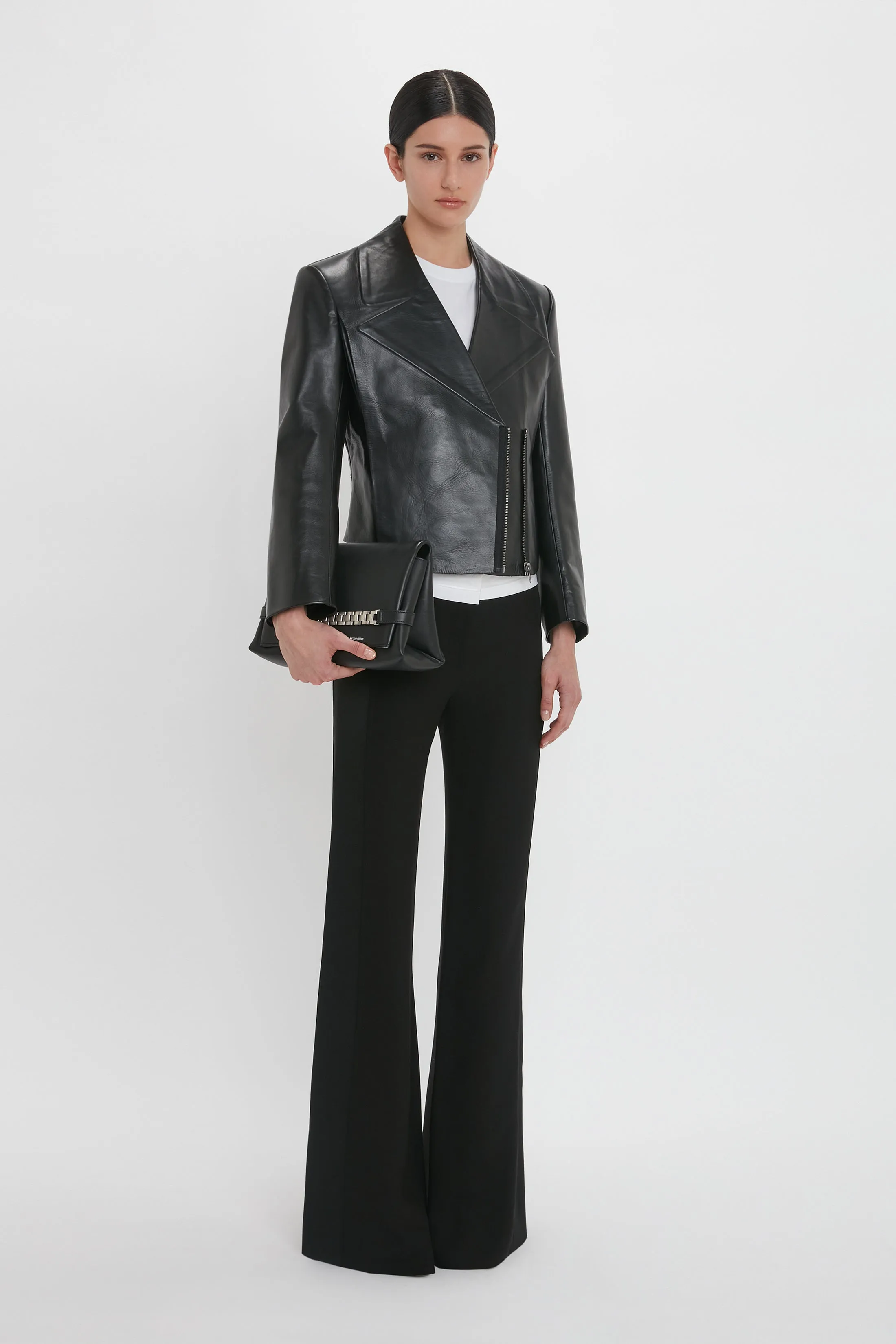 Leather Biker Jacket In Black sold by Victoria Beckham product image thumbnail 5