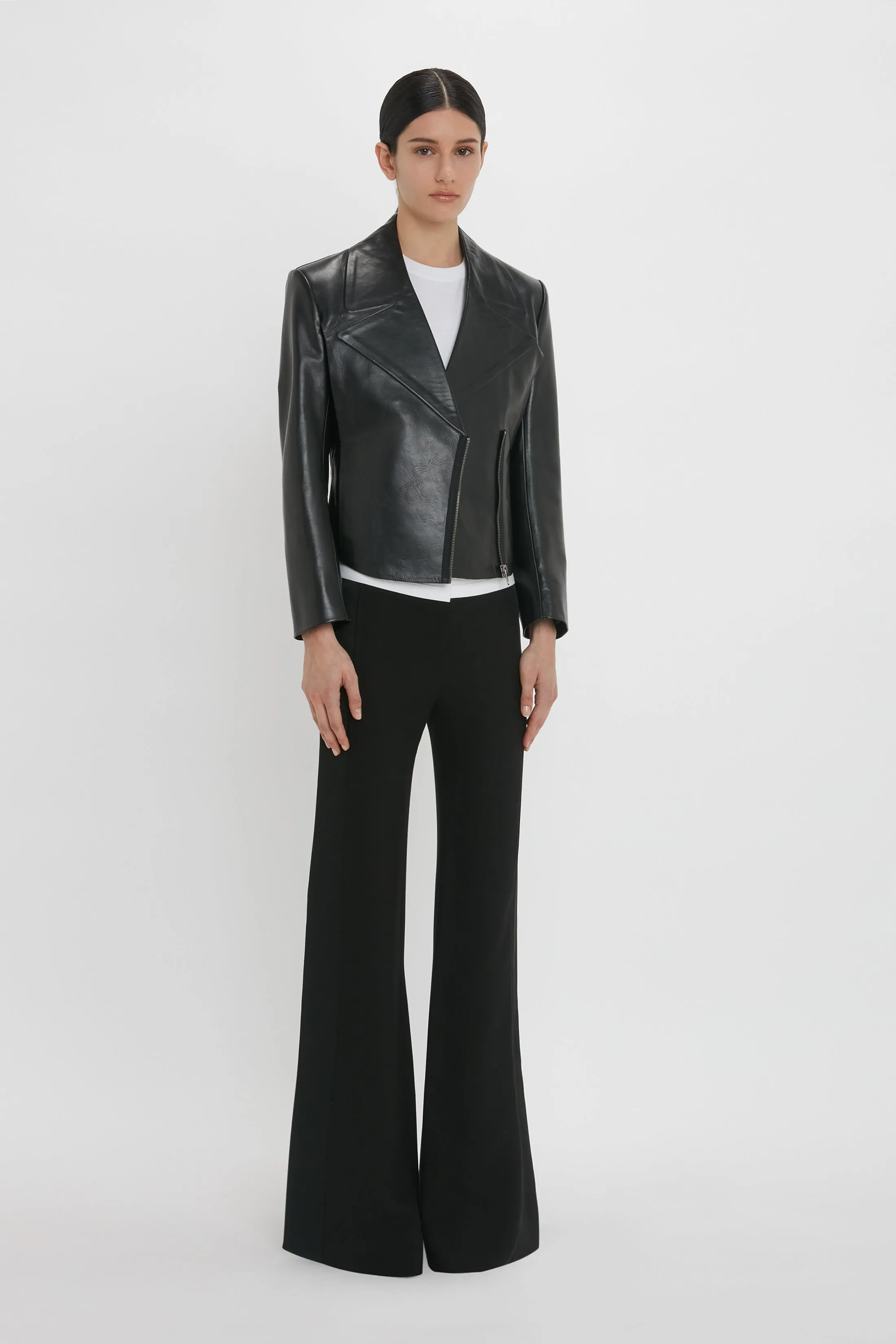 Leather Biker Jacket In Black sold by Victoria Beckham product image thumbnail 2