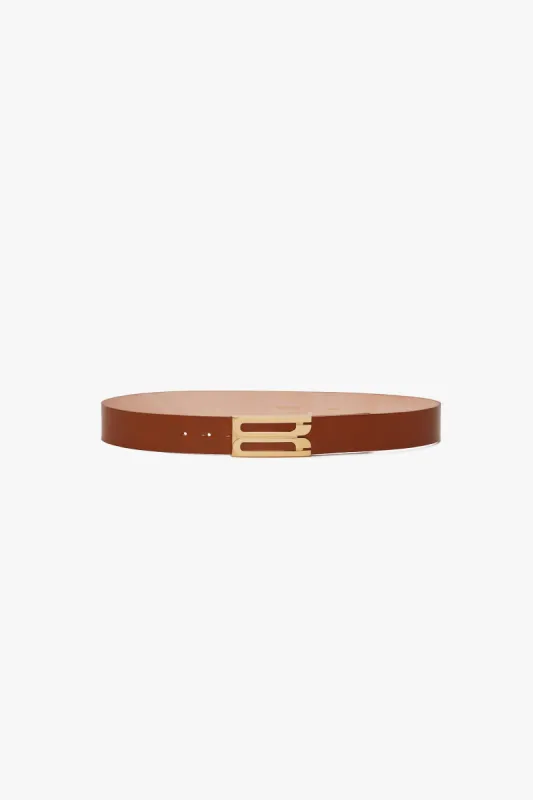 Jumbo Frame Belt In Tan Leather sold by Victoria Beckham